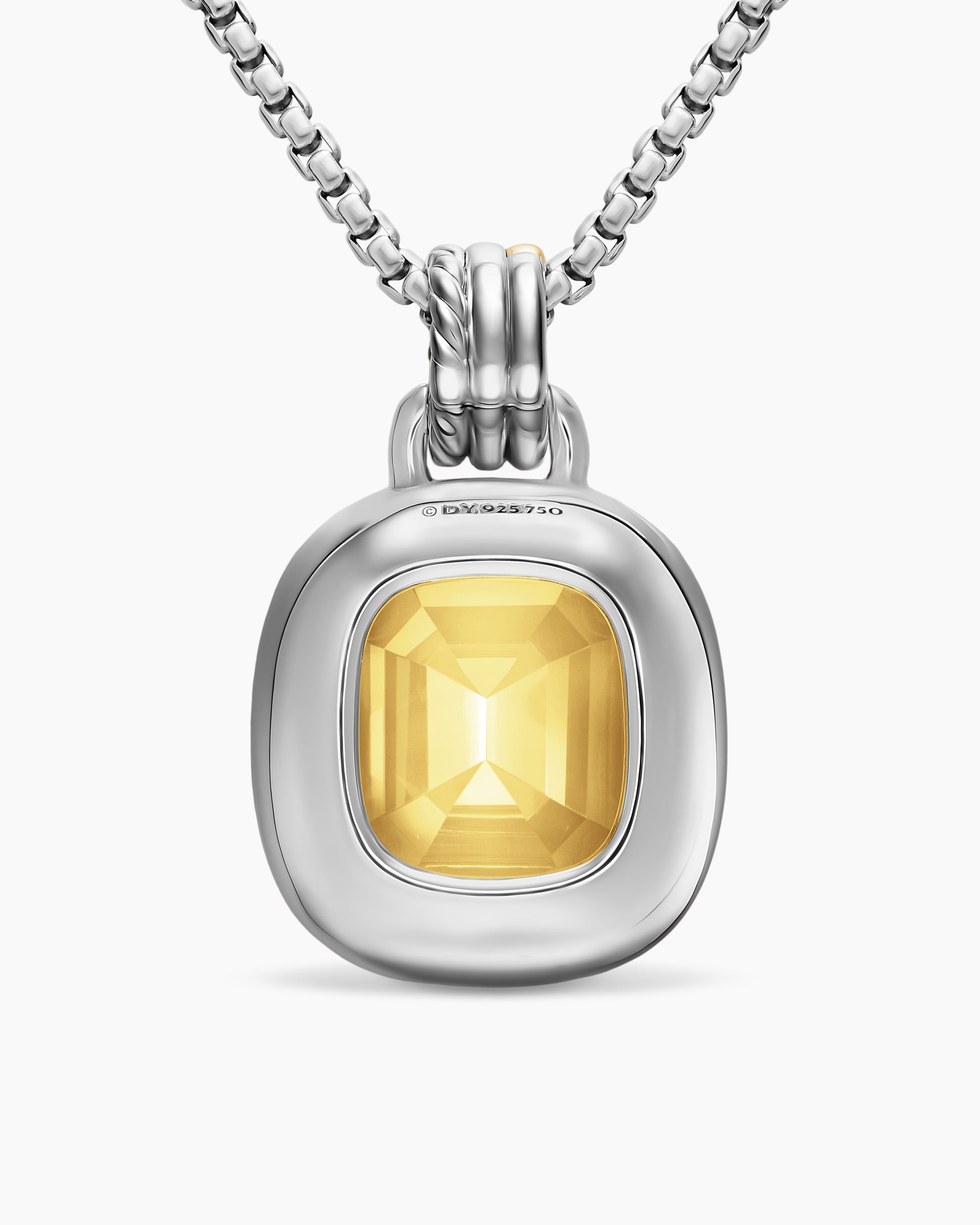 DY Mercer Color Amulet in Sterling Silver with 18K Yellow Gold, Champagne Citrine and Diamonds, 17mm - Image 3