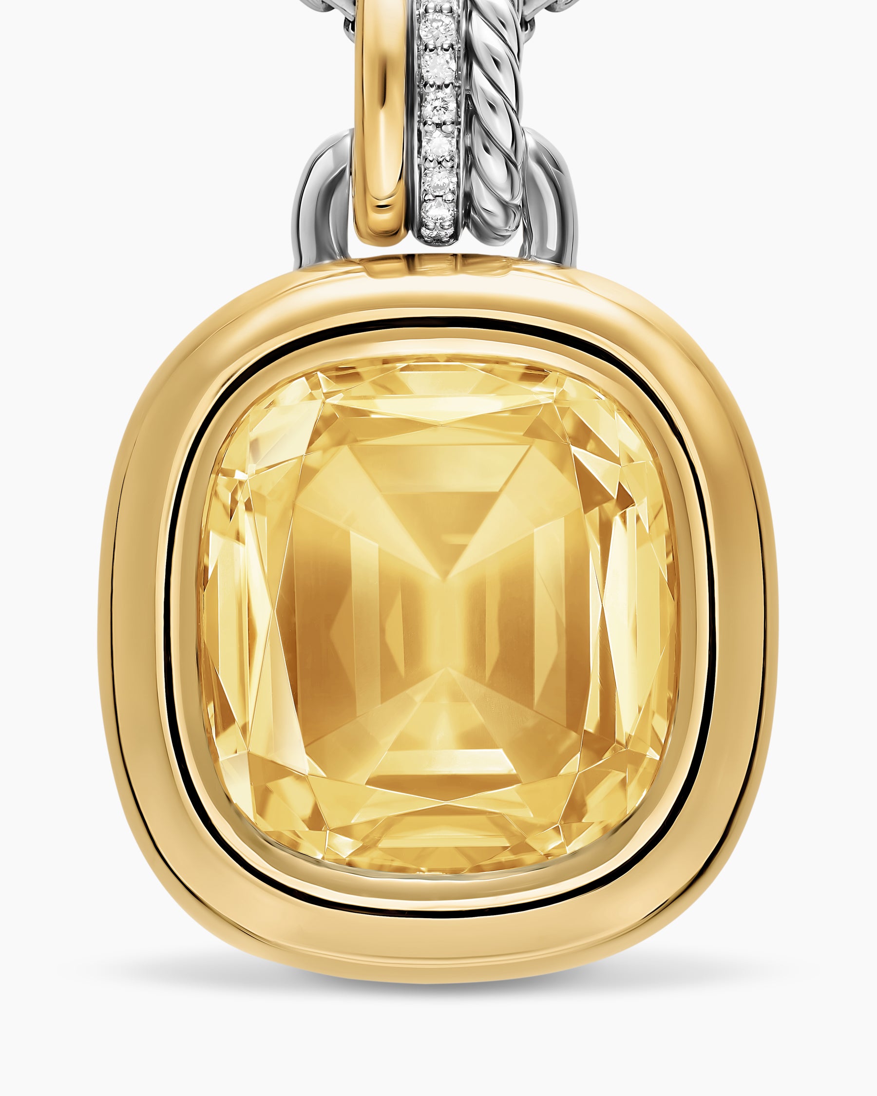 DY Mercer Color Amulet in Sterling Silver with 18K Yellow Gold, Champagne Citrine and Diamonds, 17mm - Image 4