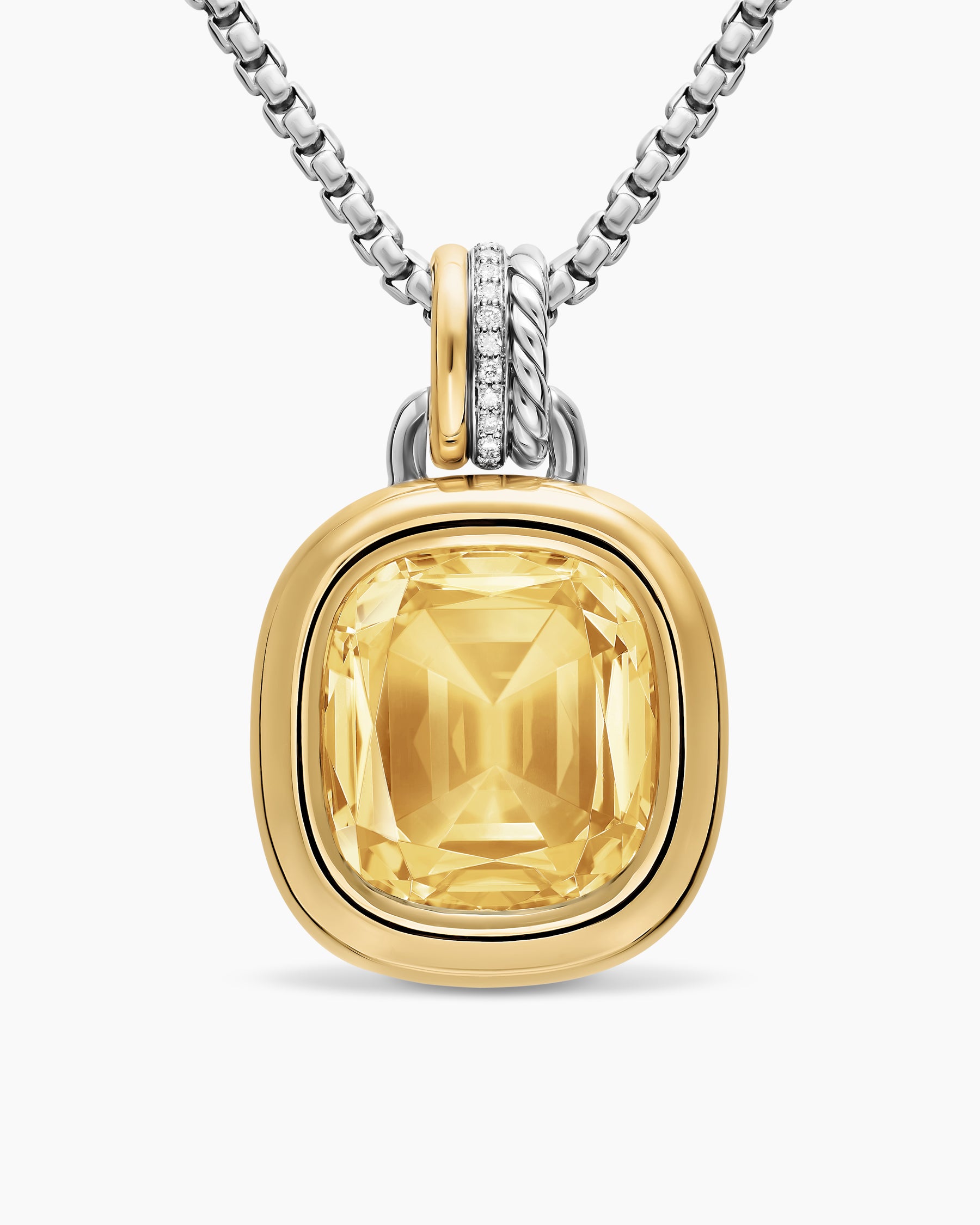 DY Mercer Color Amulet in Sterling Silver with 18K Yellow Gold, Champagne Citrine and Diamonds, 17mm