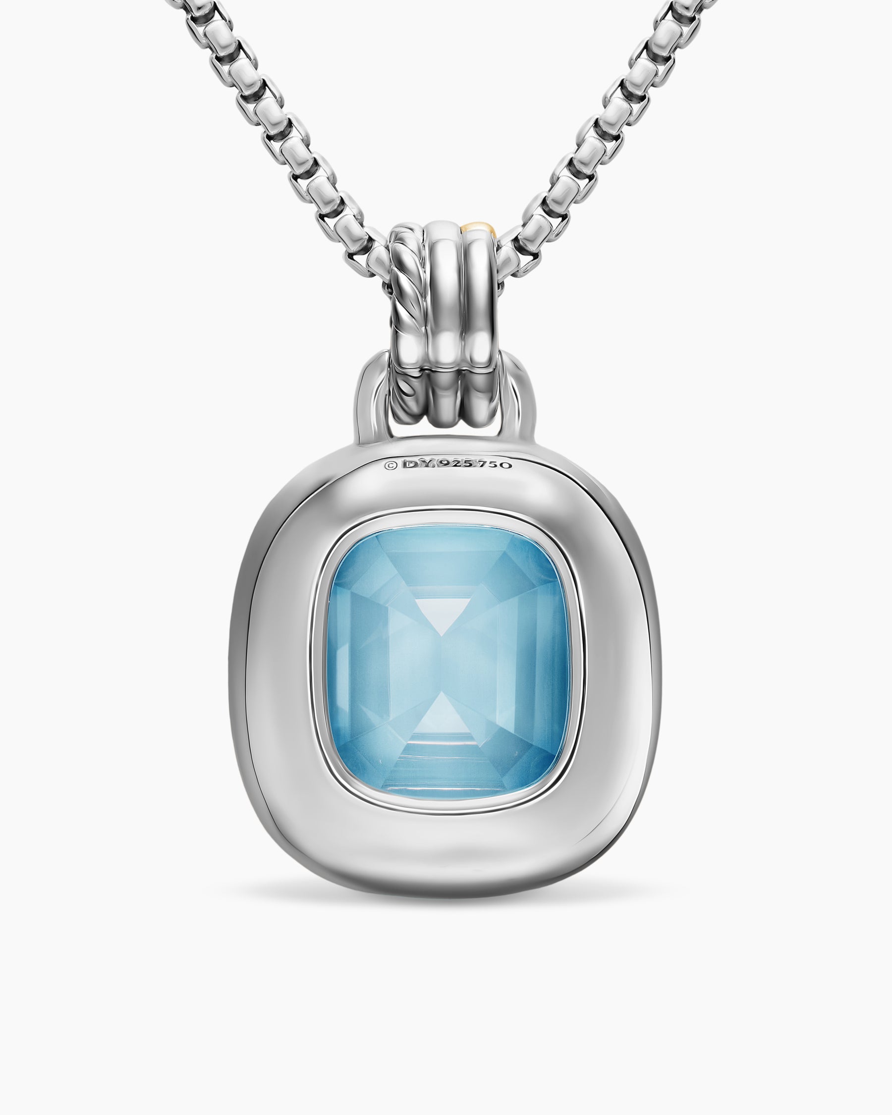 DY Mercer Color Amulet in Sterling Silver with 18K Yellow Gold, Sky Blue Topaz and Diamonds, 17mm - Image 3