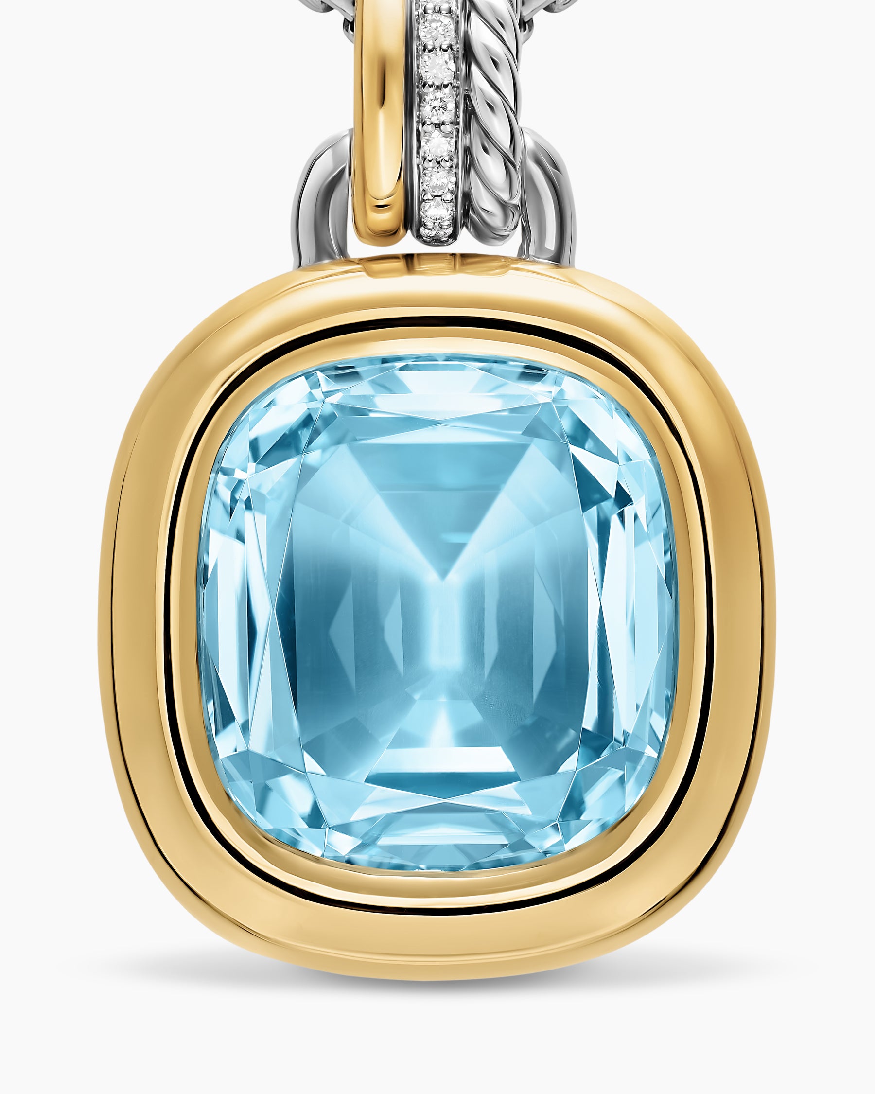 DY Mercer Color Amulet in Sterling Silver with 18K Yellow Gold, Sky Blue Topaz and Diamonds, 17mm - Image 4