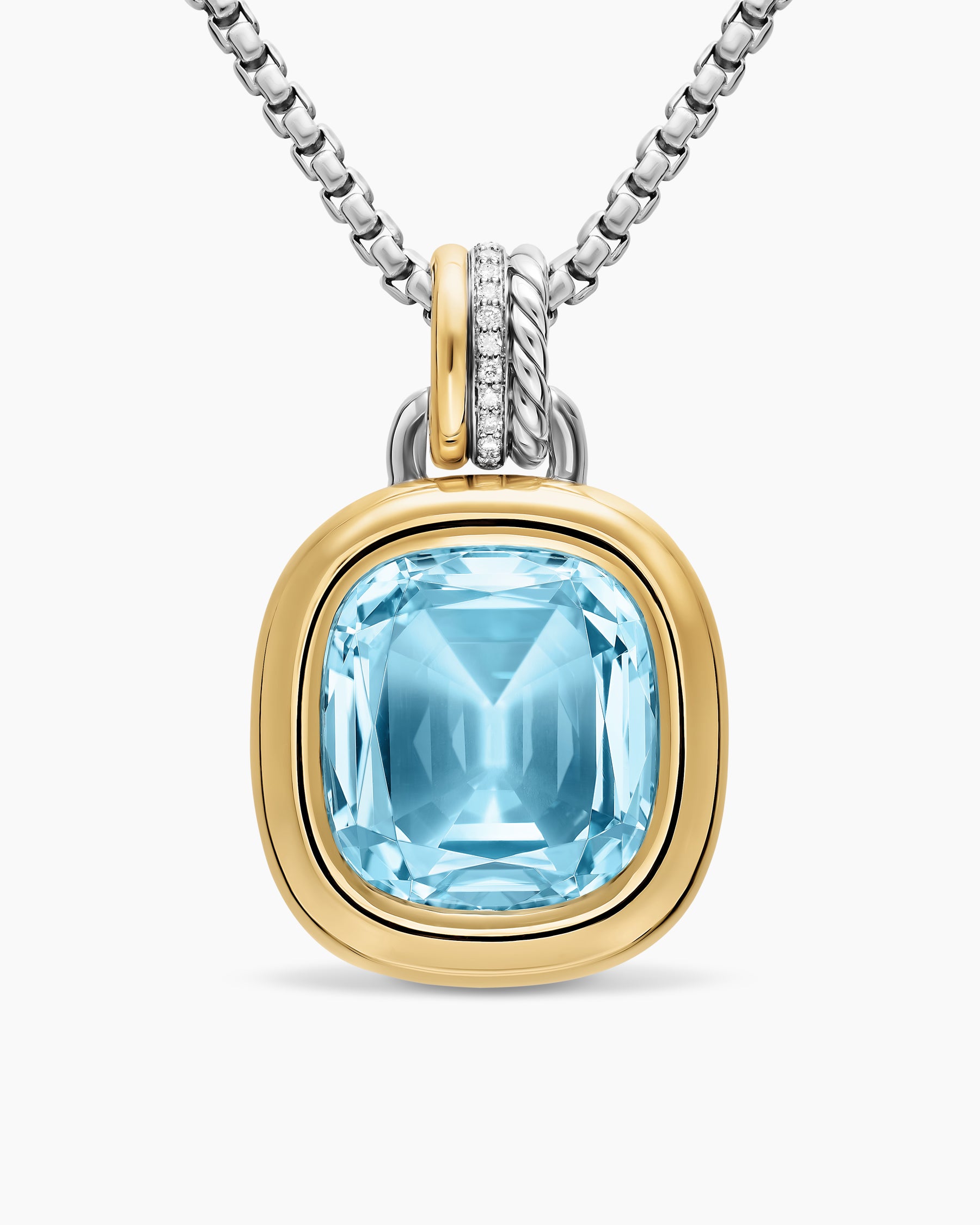DY Mercer Color Amulet in Sterling Silver with 18K Yellow Gold, Sky Blue Topaz and Diamonds, 17mm