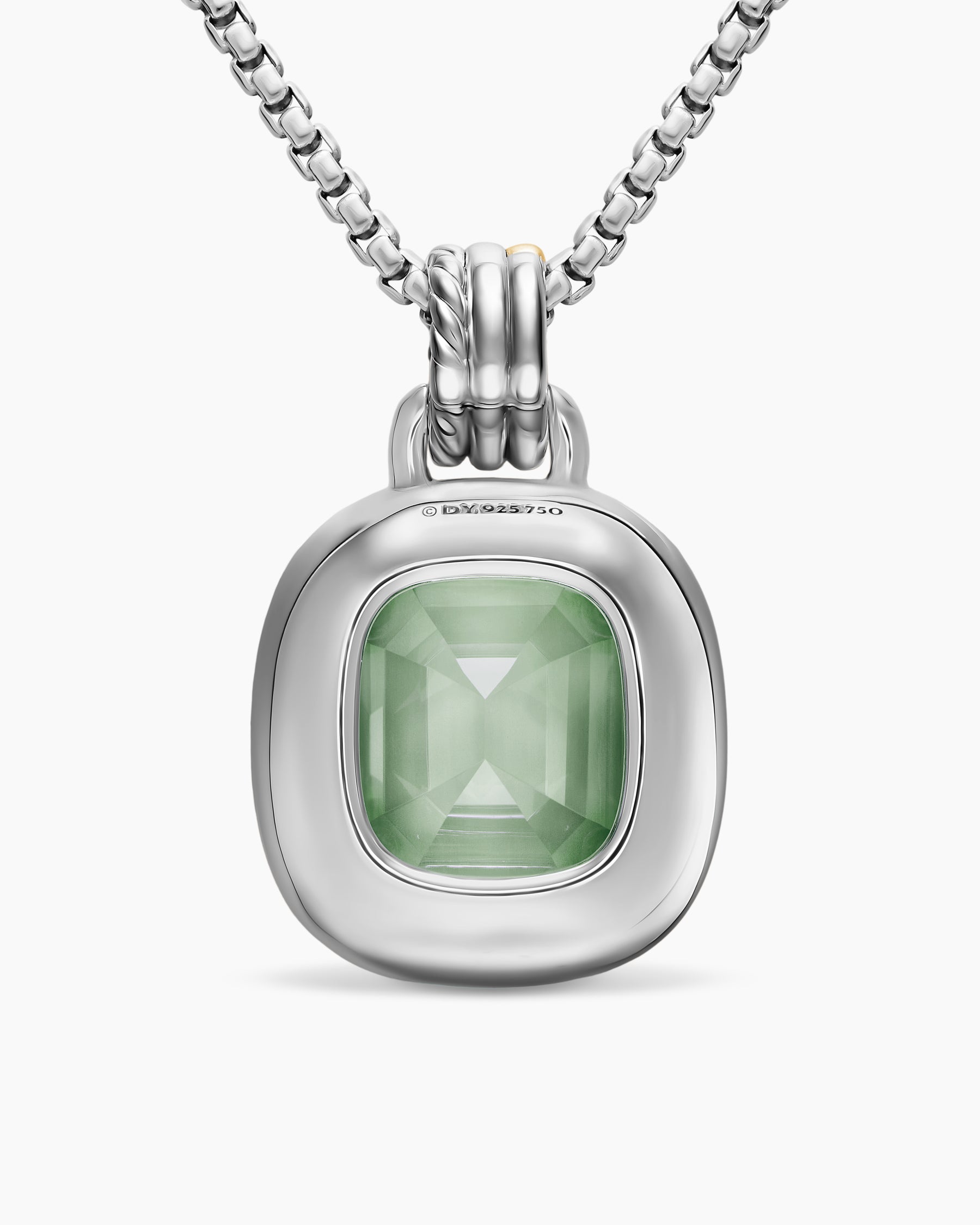 DY Mercer Color Amulet in Sterling Silver with 18K Yellow Gold, Prasiolite and Diamonds, 17mm - Image 3
