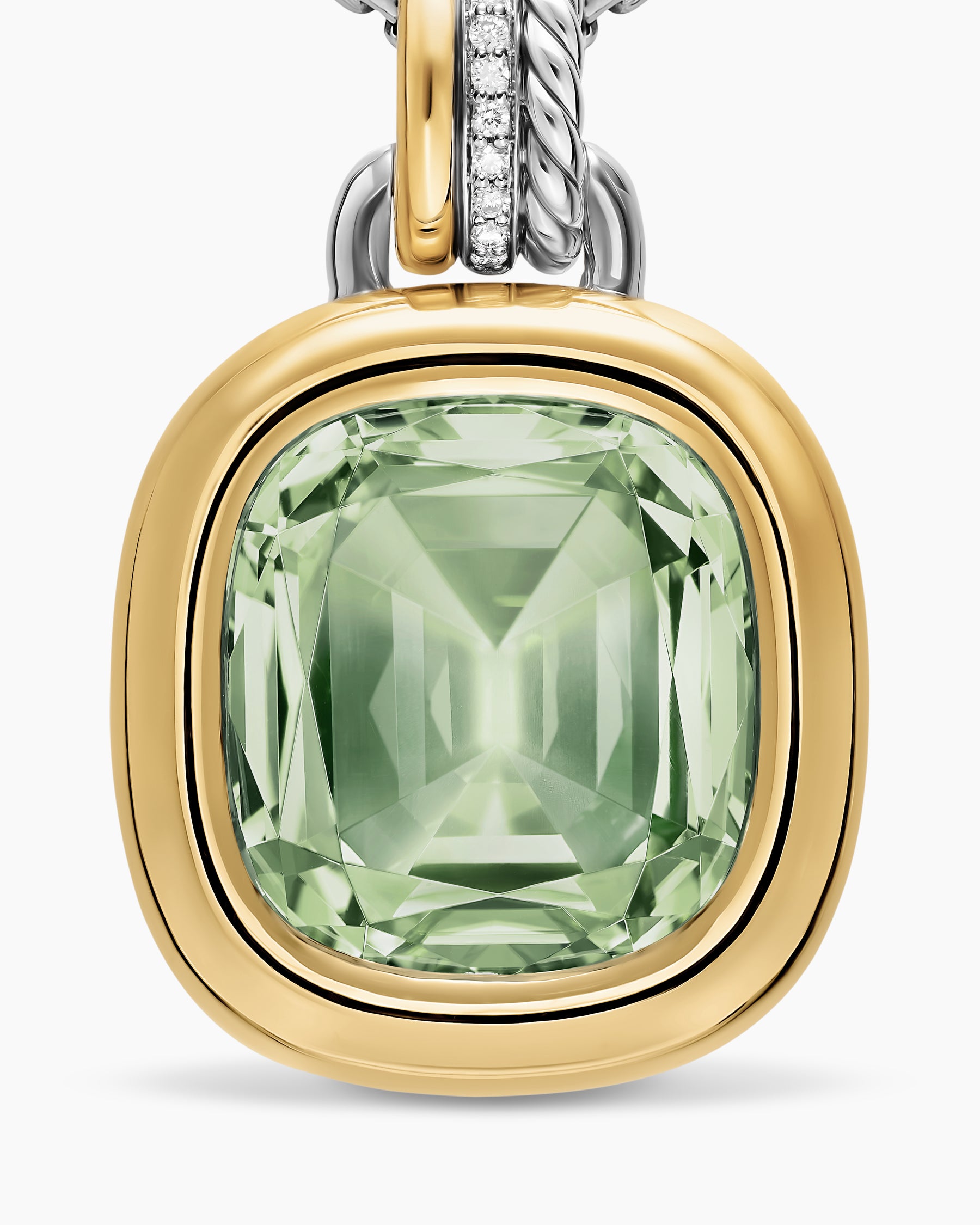 DY Mercer Color Amulet in Sterling Silver with 18K Yellow Gold, Prasiolite and Diamonds, 17mm - Image 4
