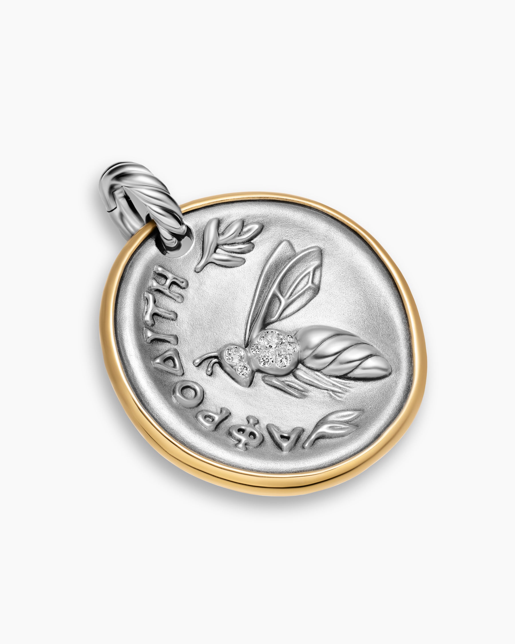 Alternative view of Aphrodite Medallion Amulet in Sterling Silver with 14K Yellow Gold and Diamonds, 29.5mm