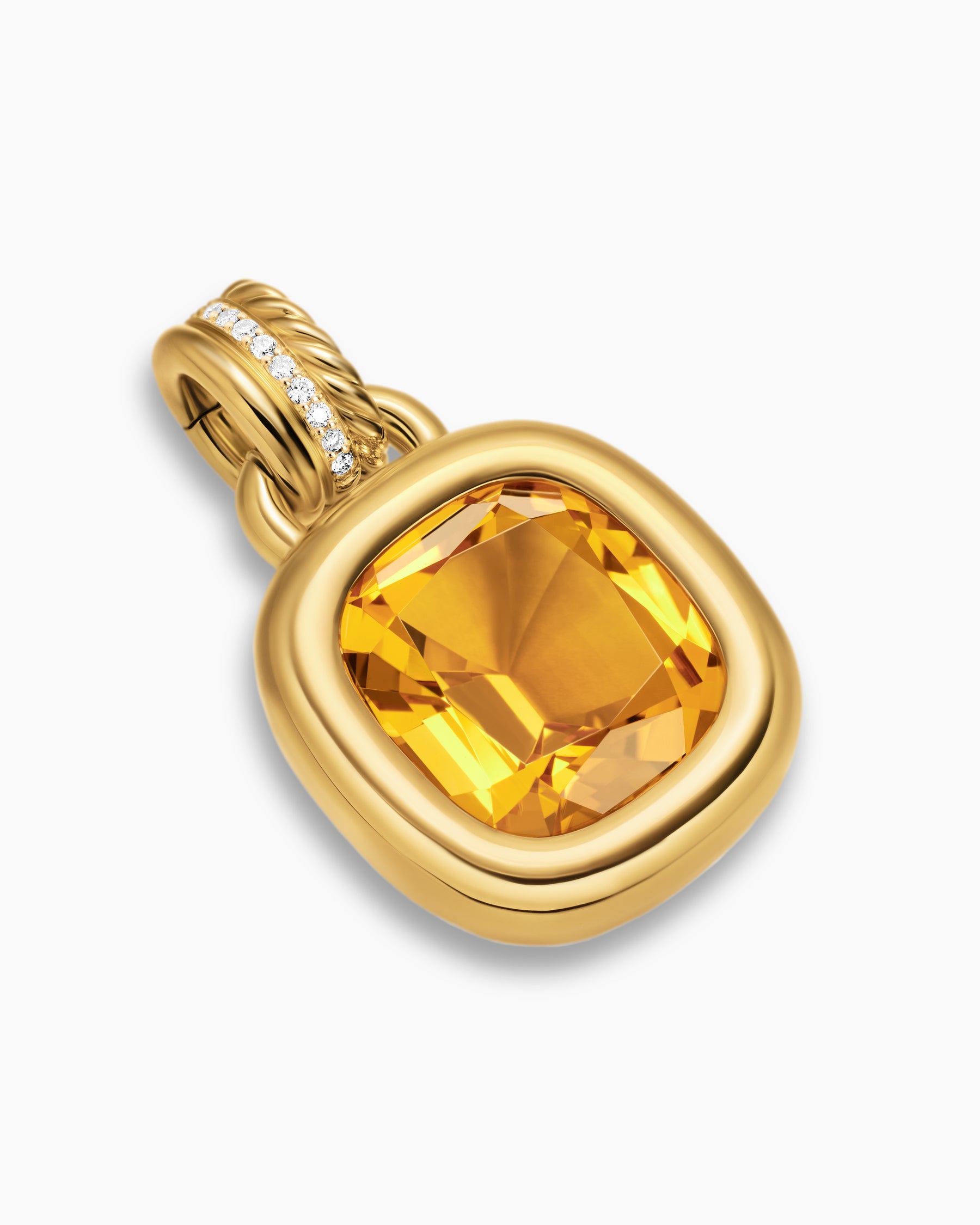 Alternative view of DY Mercer Color Amulet in 18K Yellow Gold with Citrine and Diamonds, 13mm