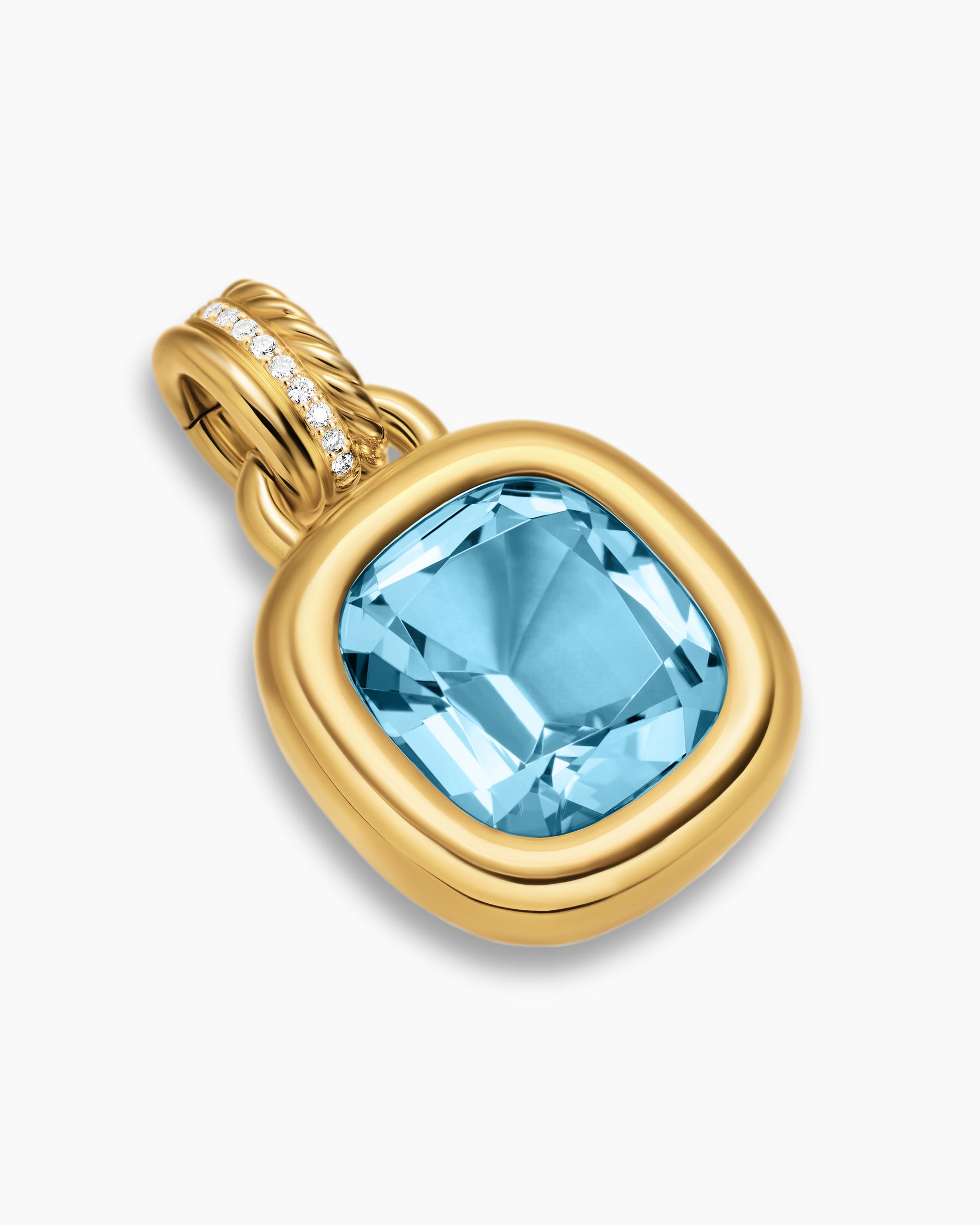 Alternative view of DY Mercer Color Amulet in 18K Yellow Gold with Sky Blue Topaz and Diamonds, 13mm