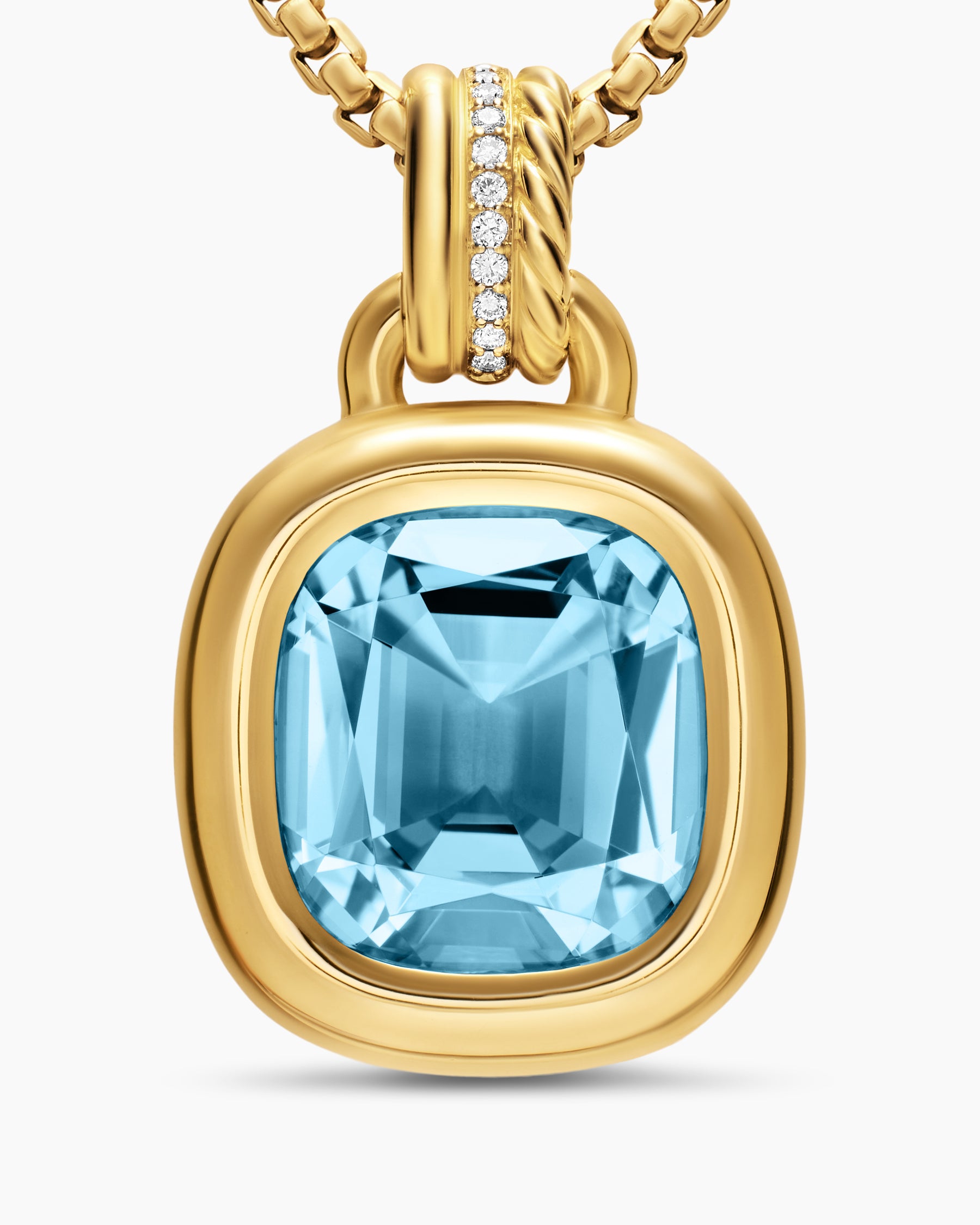 DY Mercer Color Amulet in 18K Yellow Gold with Sky Blue Topaz and Diamonds, 13mm - Image 4