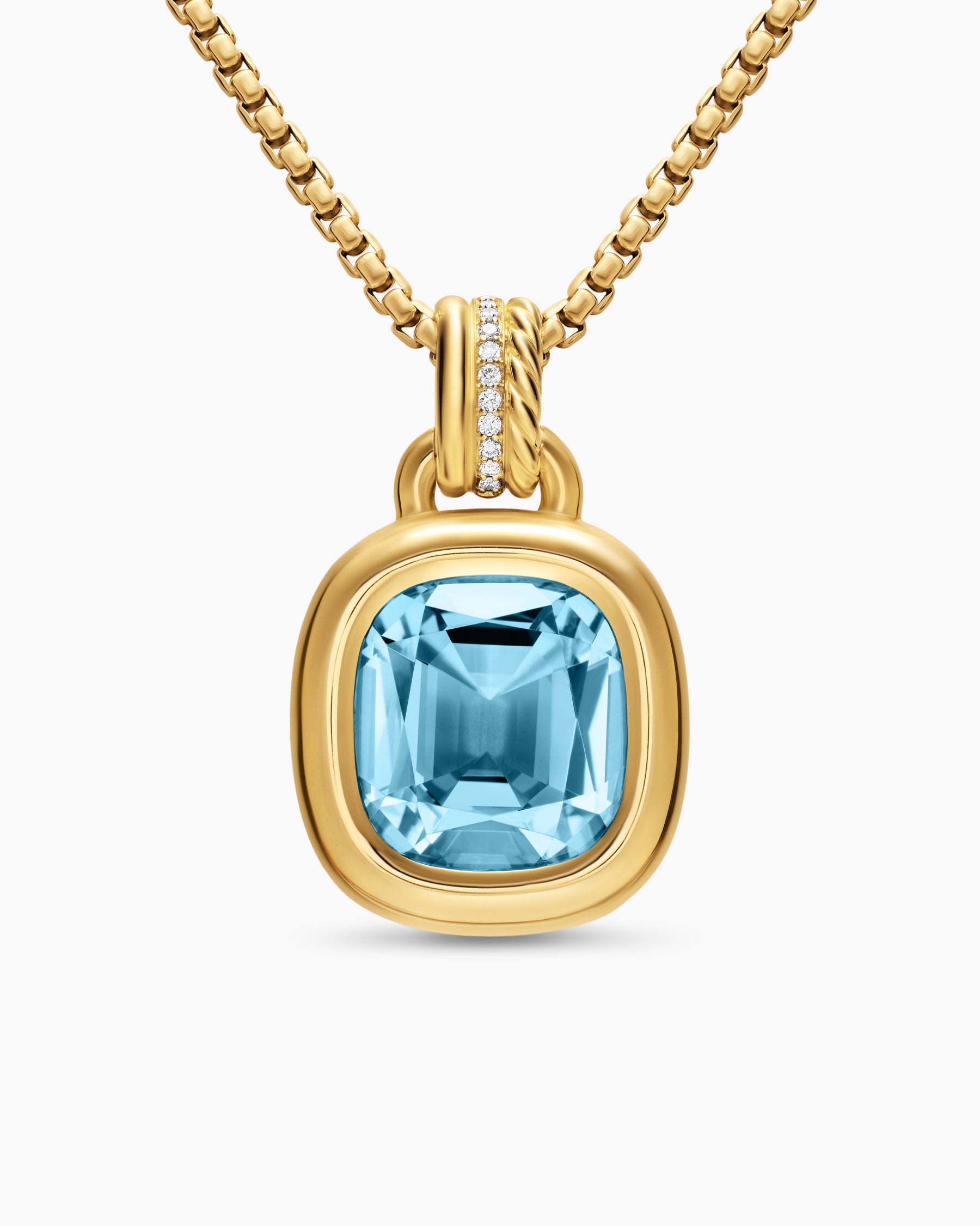 DY Mercer Color Amulet in 18K Yellow Gold with Sky Blue Topaz and Diamonds, 13mm