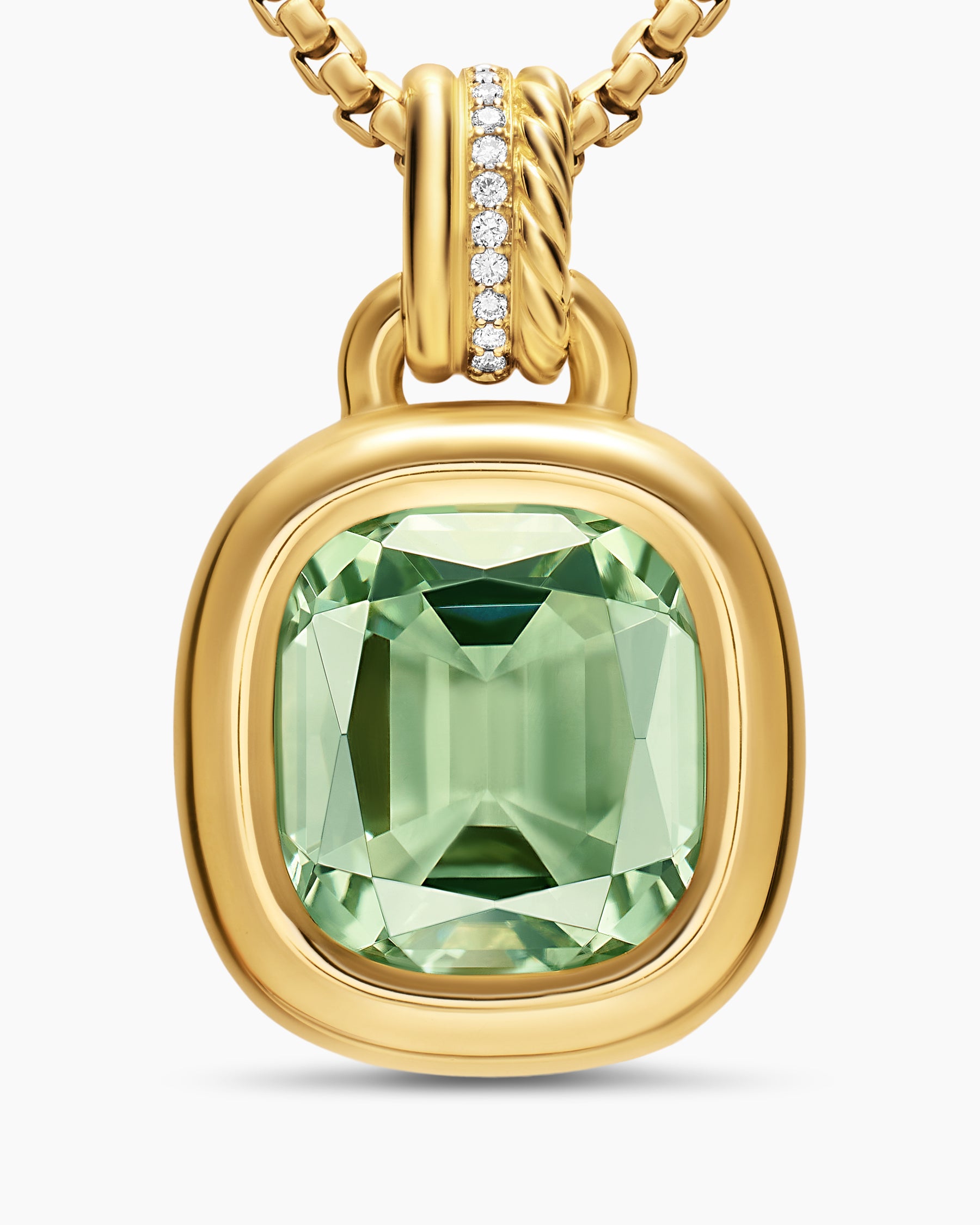 DY Mercer Color Amulet in 18K Yellow Gold with Prasiolite and Diamonds, 13mm - Image 4
