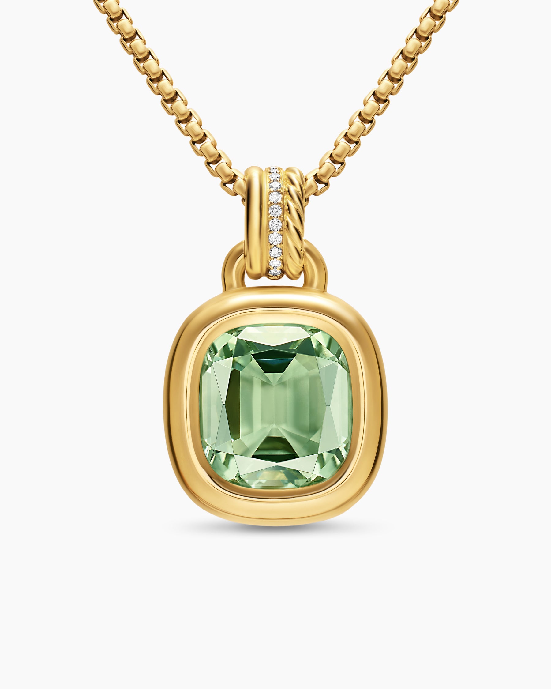 DY Mercer Color Amulet in 18K Yellow Gold with Prasiolite and Diamonds, 13mm