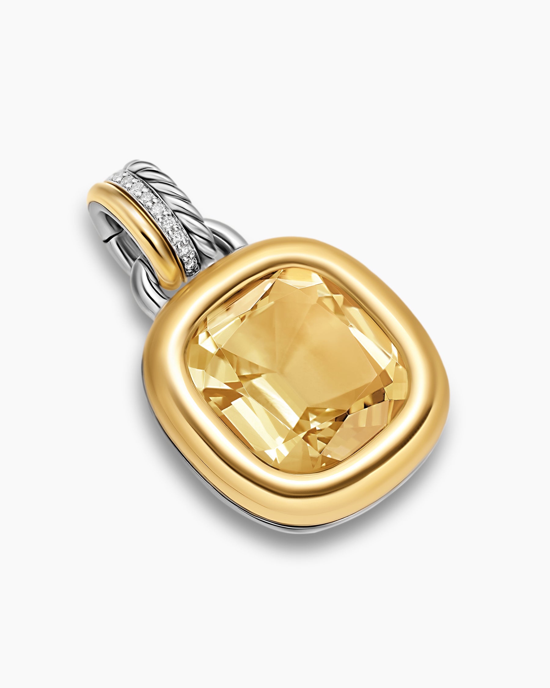 Alternative view of DY Mercer Color Amulet in Sterling Silver with 18K Yellow Gold, Champagne Citrine and Diamonds, 13mm