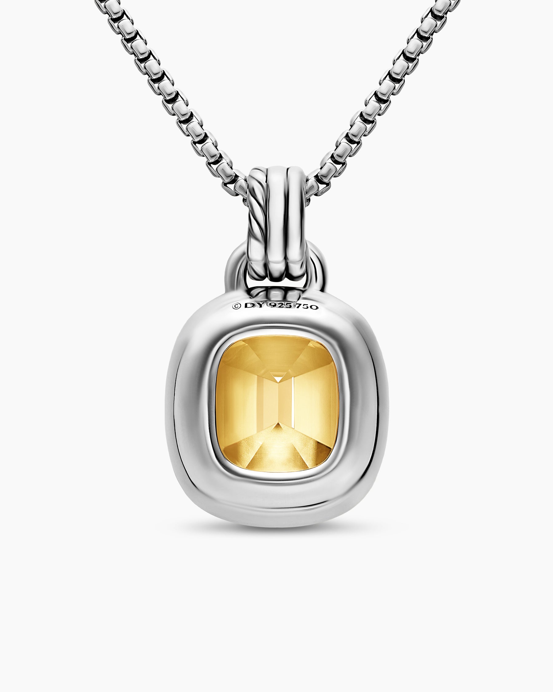 DY Mercer Color Amulet in Sterling Silver with 18K Yellow Gold, Champagne Citrine and Diamonds, 13mm - Image 3