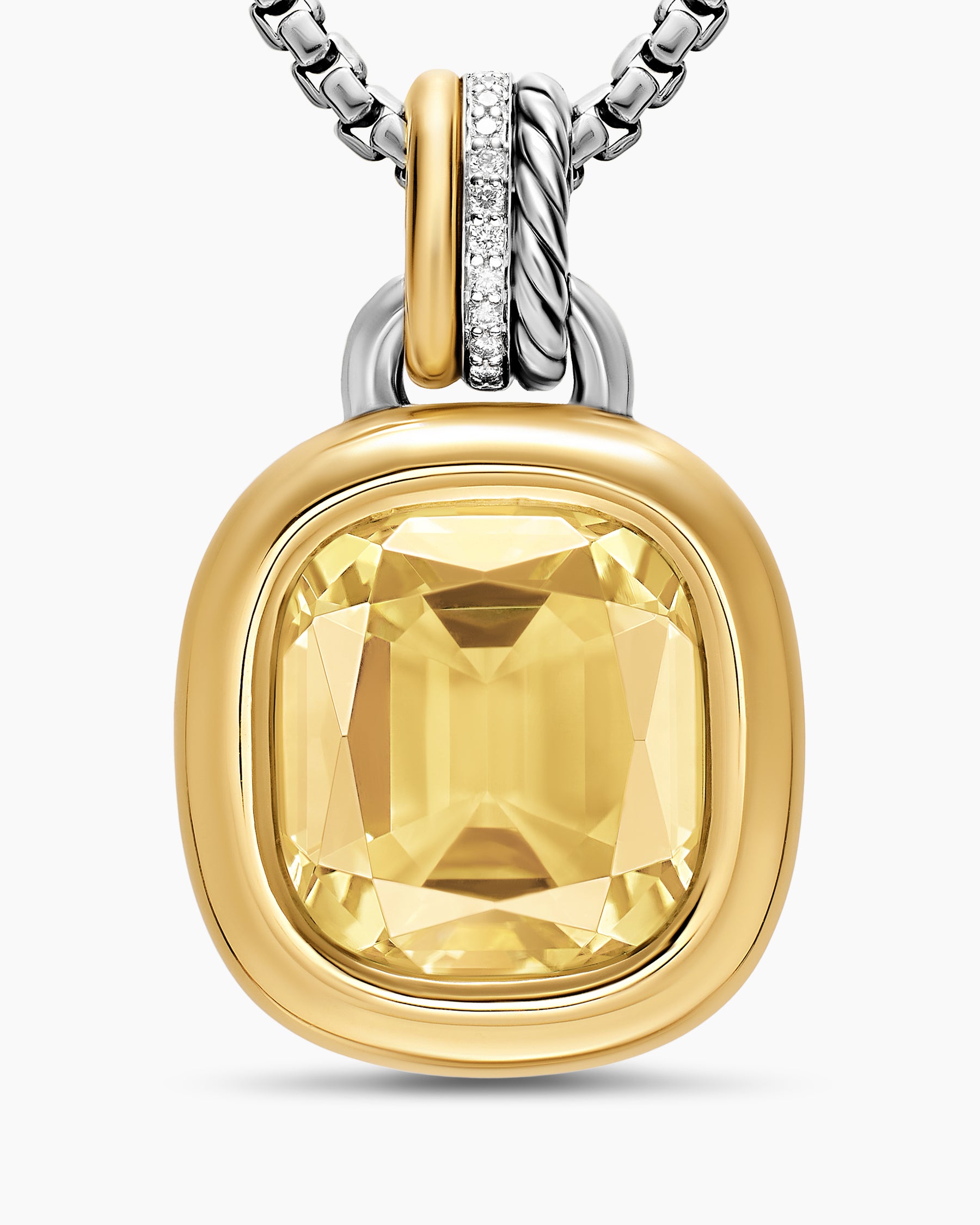 DY Mercer Color Amulet in Sterling Silver with 18K Yellow Gold, Champagne Citrine and Diamonds, 13mm - Image 4