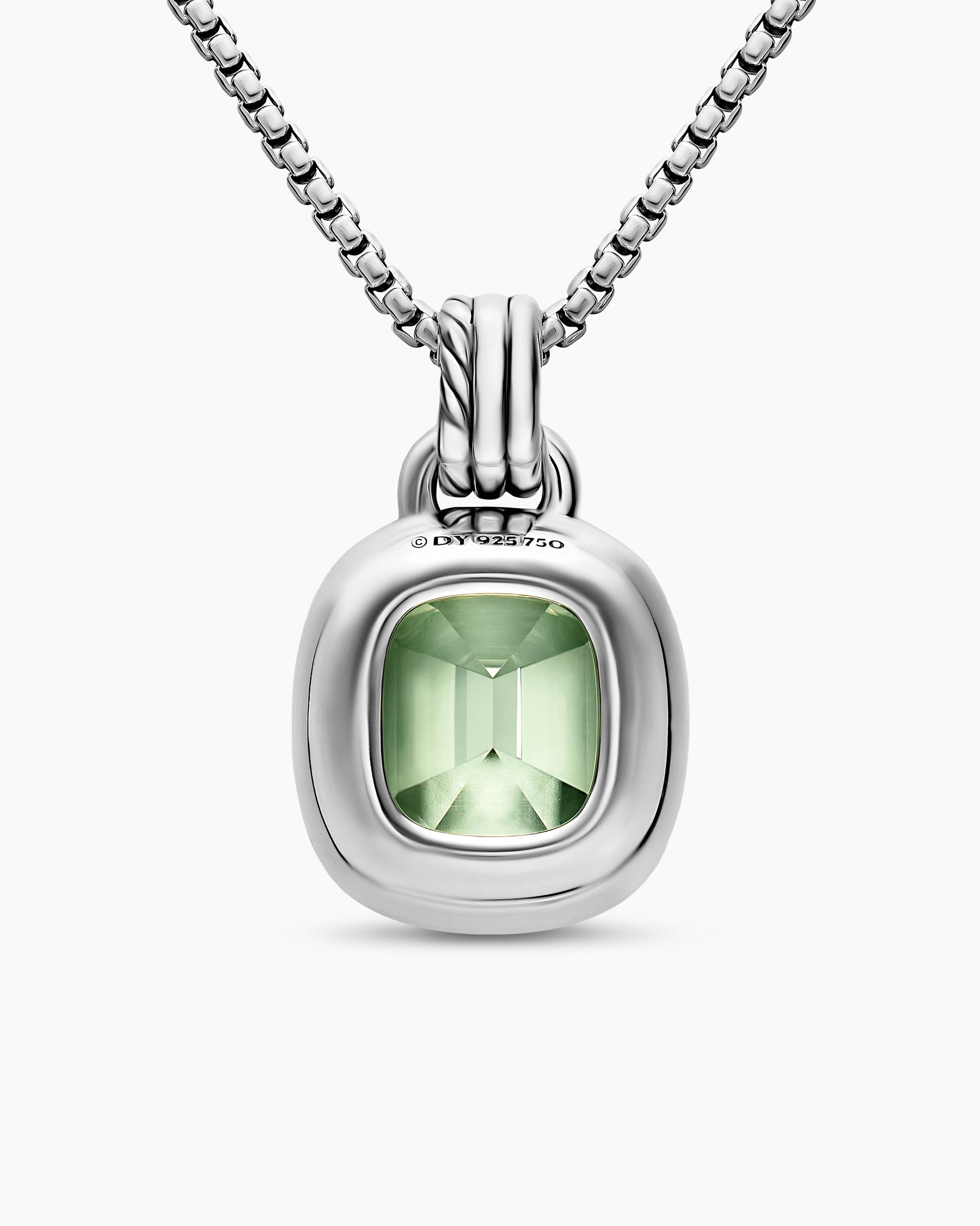 DY Mercer Color Amulet in Sterling Silver with 18K Yellow Gold, Prasiolite and Diamonds, 13mm - Image 3