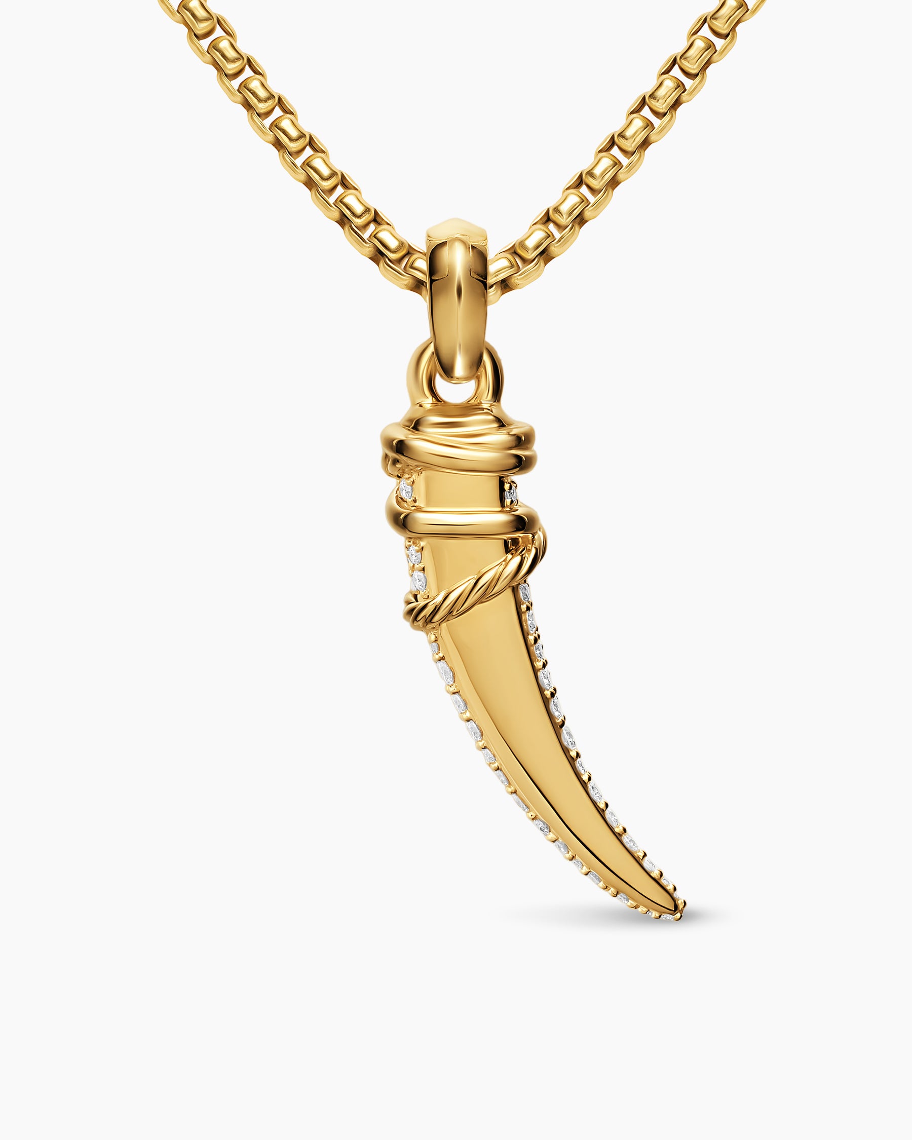 Pavé Tusk Amulet in 18K Yellow Gold with Diamonds, 28.8mm - Image 3