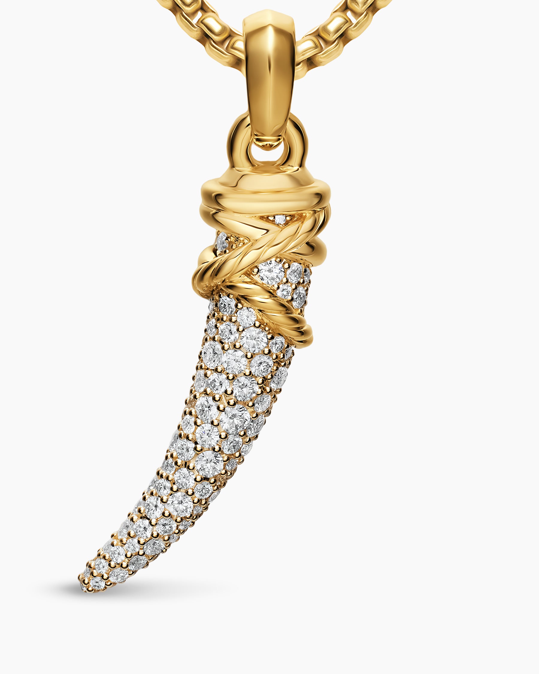 Pavé Tusk Amulet in 18K Yellow Gold with Diamonds, 28.8mm - Image 4