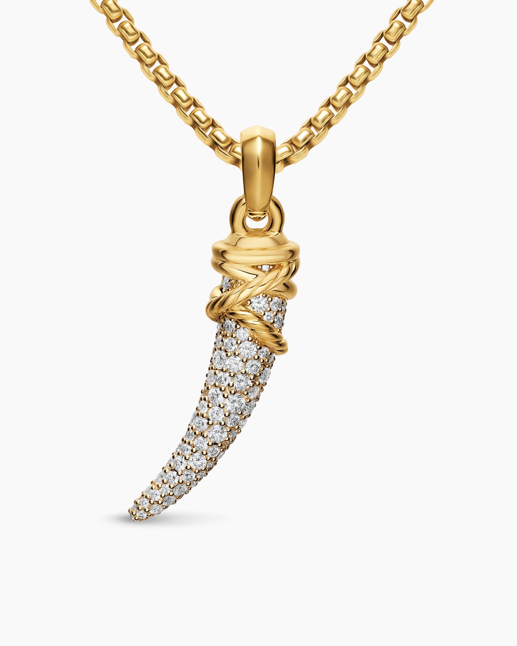 Pavé Tusk Amulet in 18K Yellow Gold with Diamonds, 28.8mm