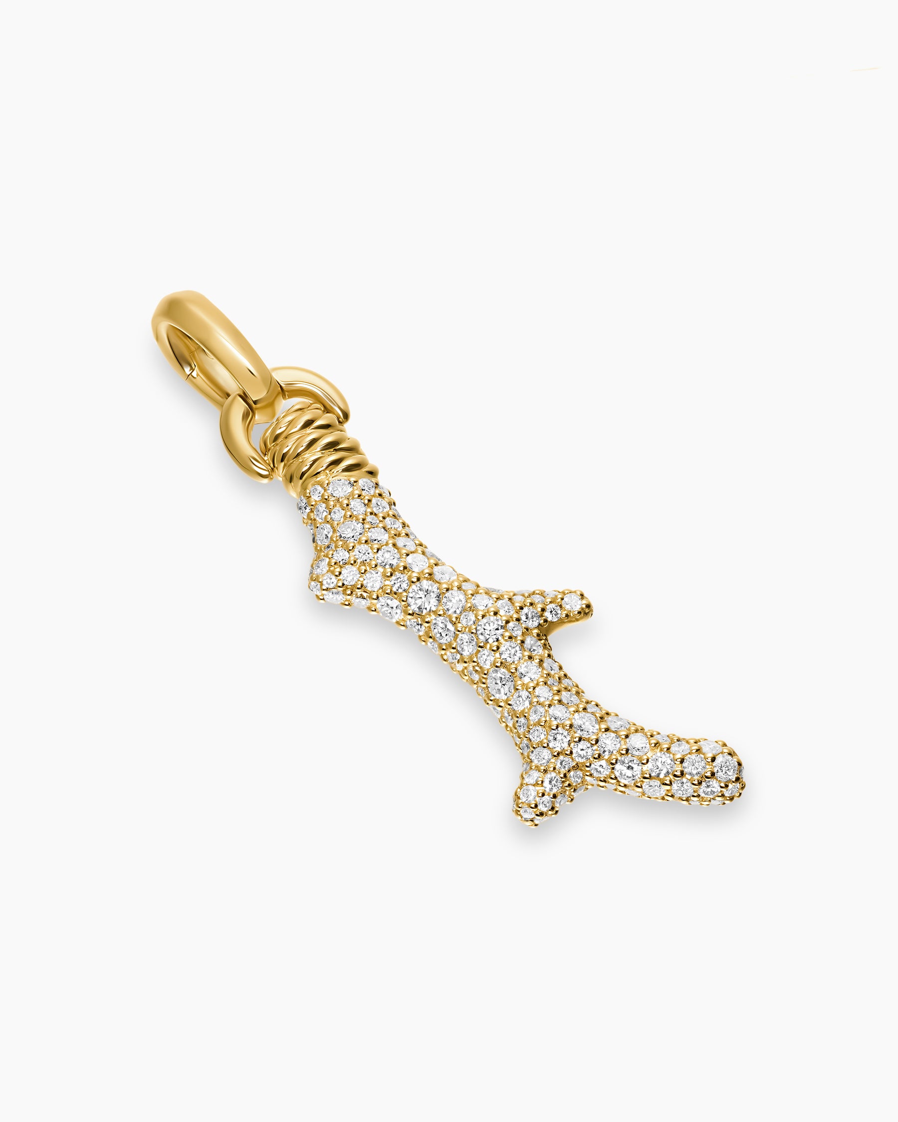 Alternative view of Pavé Coral Amulet in 18K Yellow Gold with Diamonds, 35mm