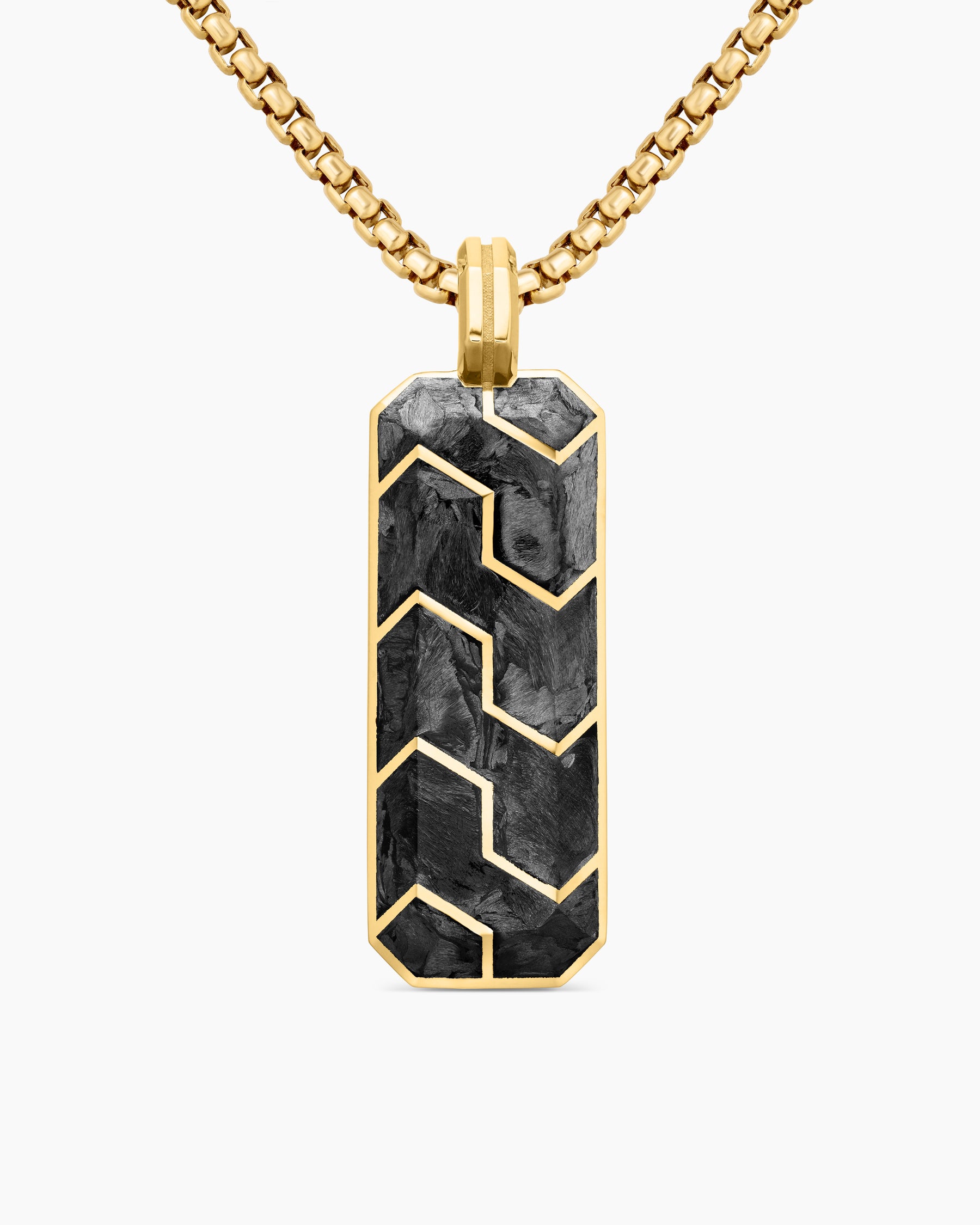Streamline Ingot Amulet in 18K Yellow Gold with Forged Carbon, 43mm