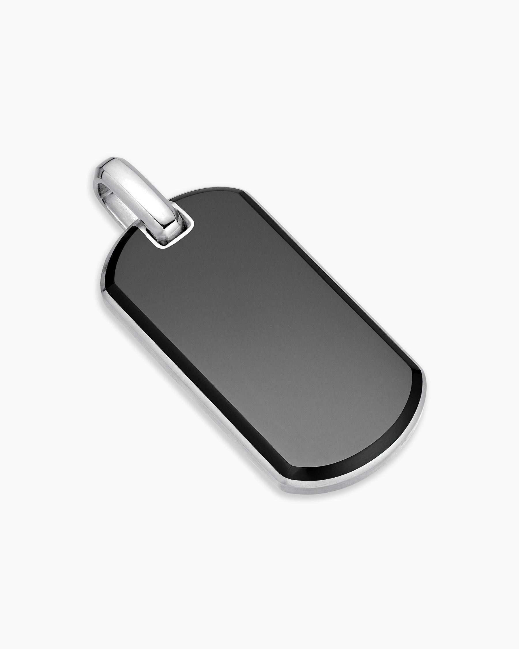 Chevron Tag in Sterling Silver with Black Onyx, 42mm - Image 3