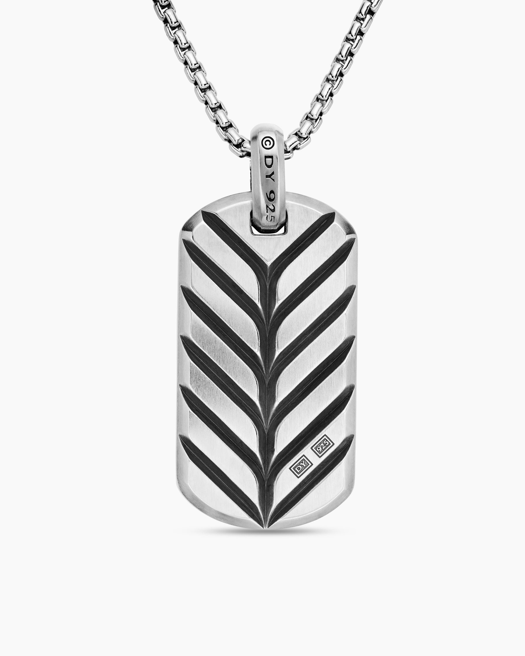 Chevron Tag in Sterling Silver with Black Onyx, 42mm - Image 4
