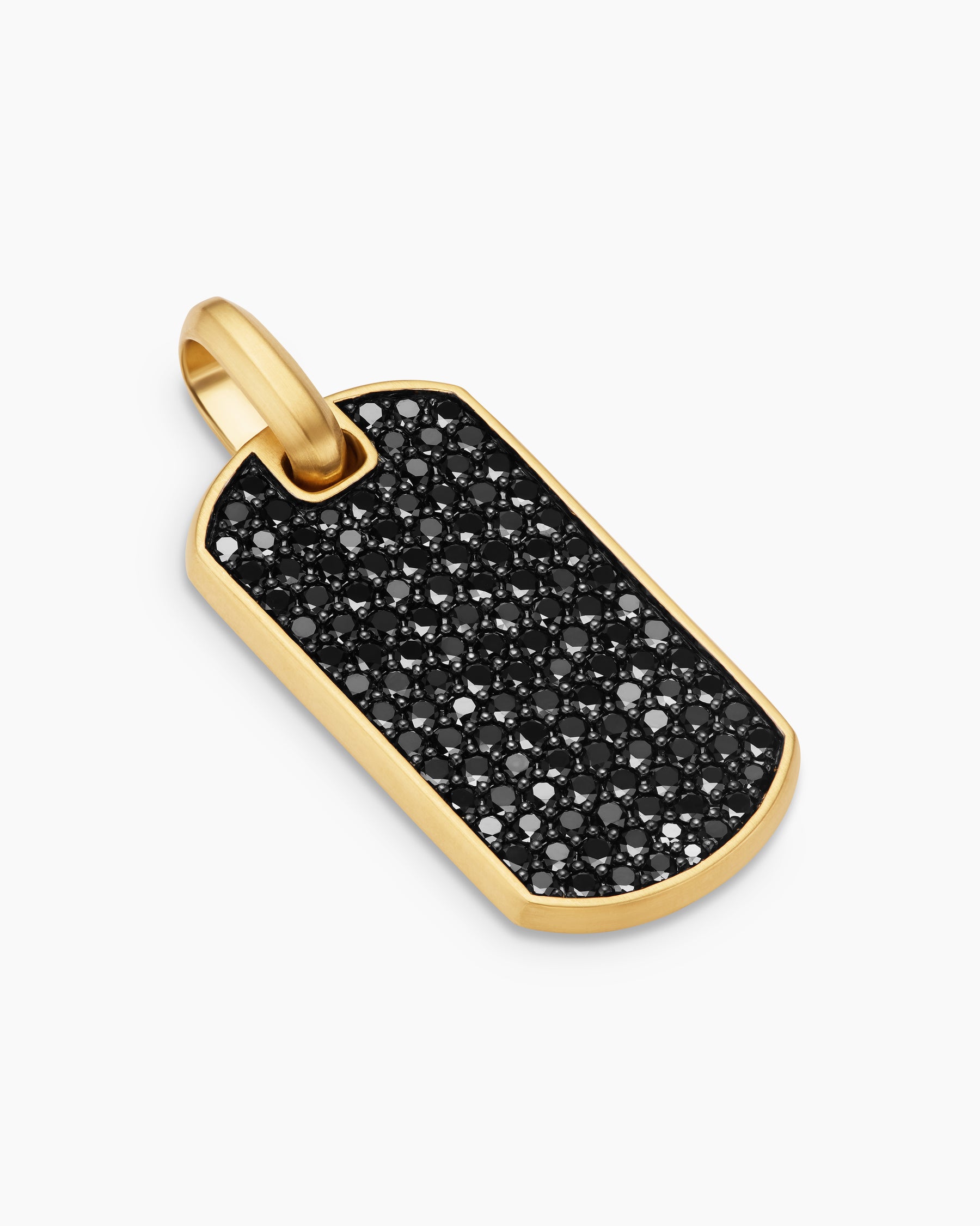Chevron Tag in 18K Yellow Gold with Black Diamonds, 35mm - Image 3
