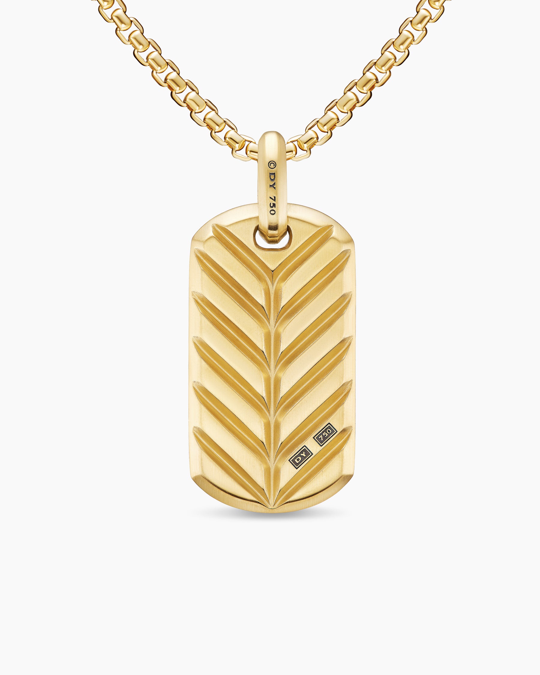 Chevron Tag in 18K Yellow Gold with Black Diamonds, 35mm - Image 4