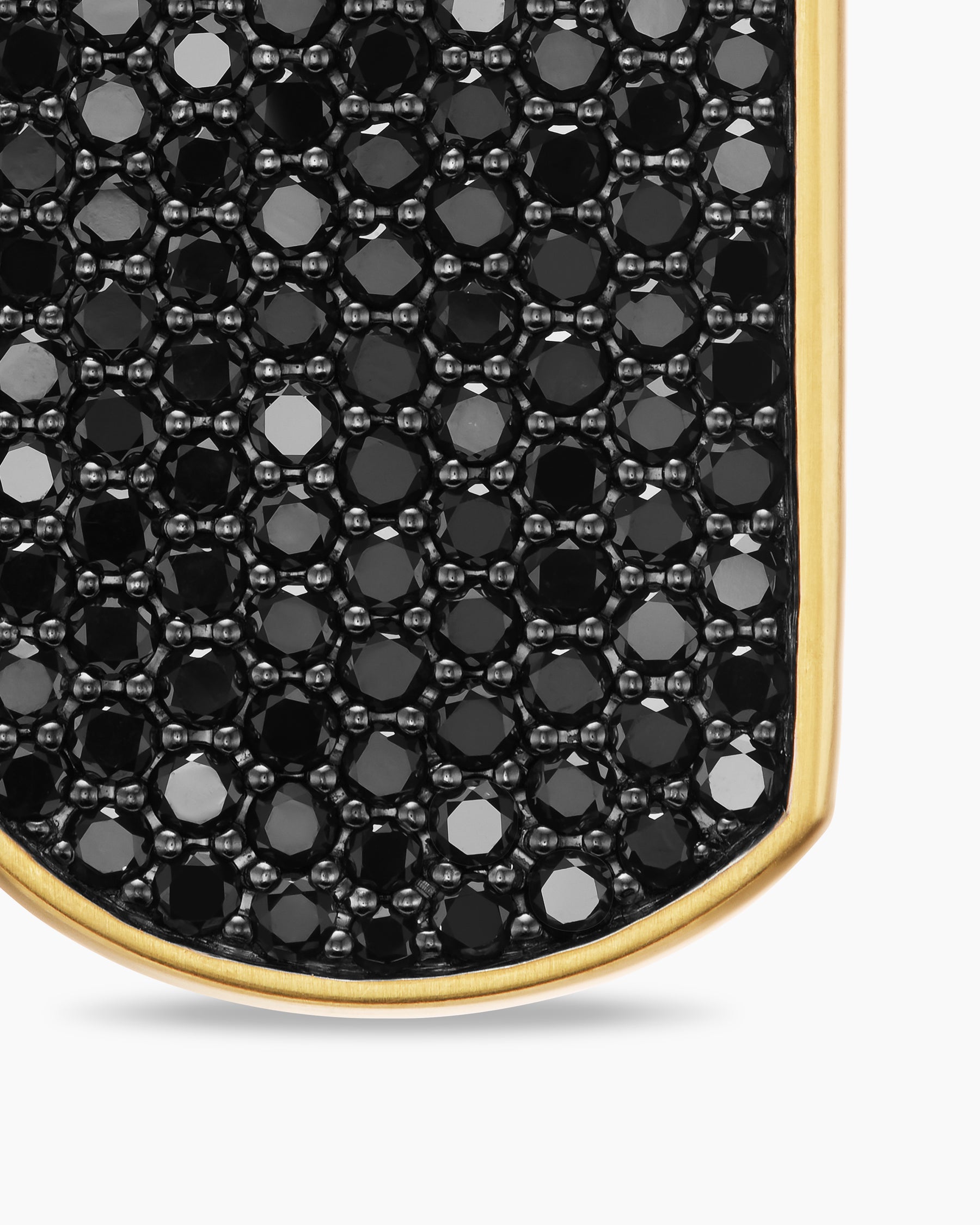 Chevron Tag in 18K Yellow Gold with Black Diamonds, 35mm - Image 5