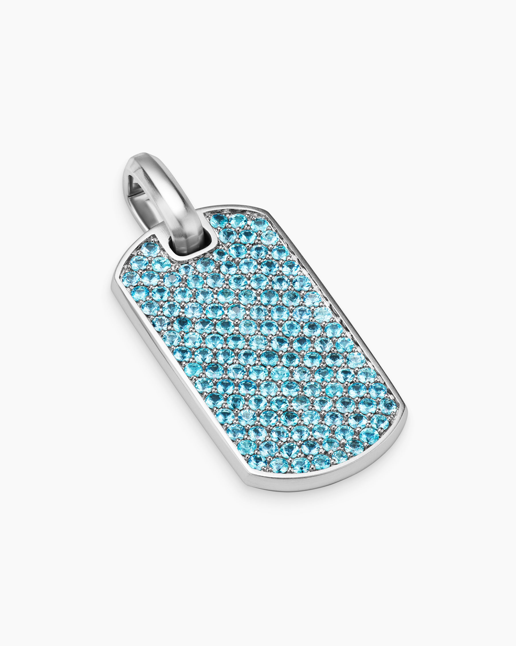 Alternative view of Chevron Tag in 18K White Gold with Paraiba Tourmalines, 35mm