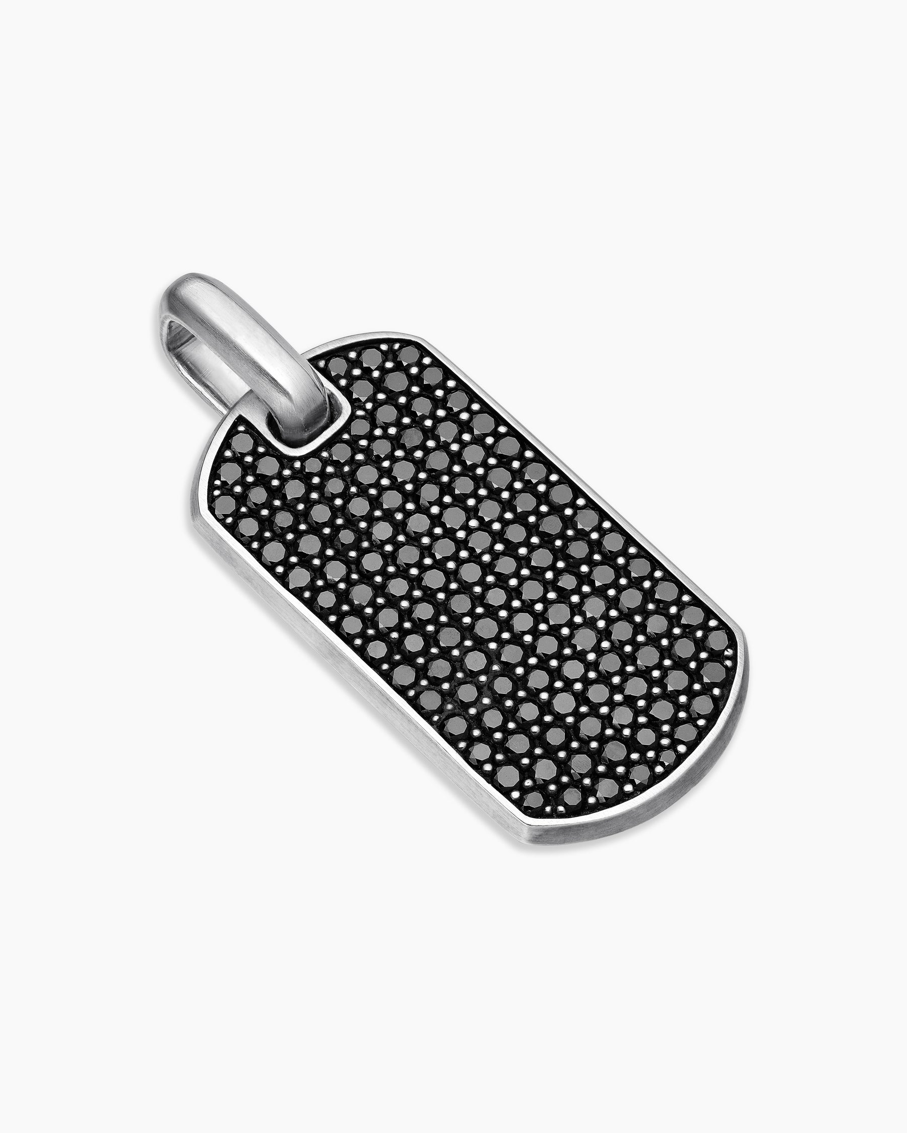 Chevron Tag in Sterling Silver with Black Diamonds, 35mm - Image 3