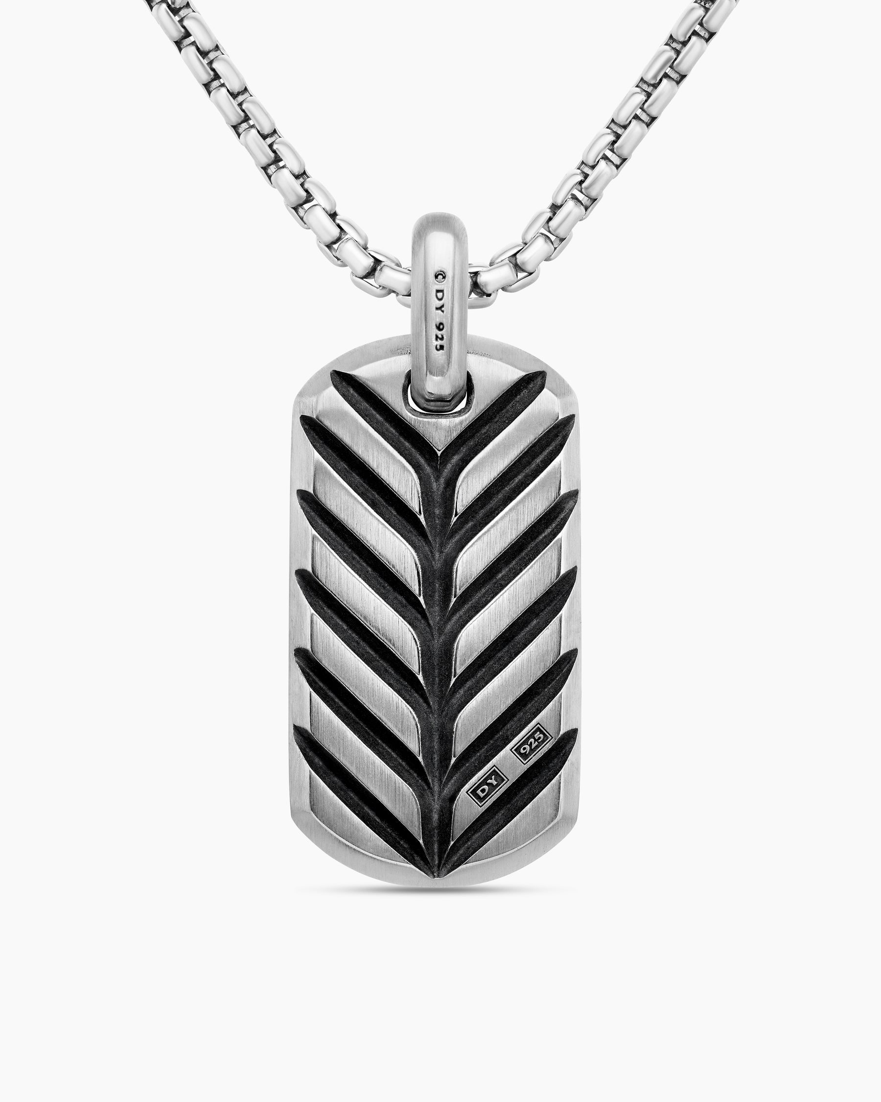Chevron Tag in Sterling Silver with Black Diamonds, 35mm - Image 4