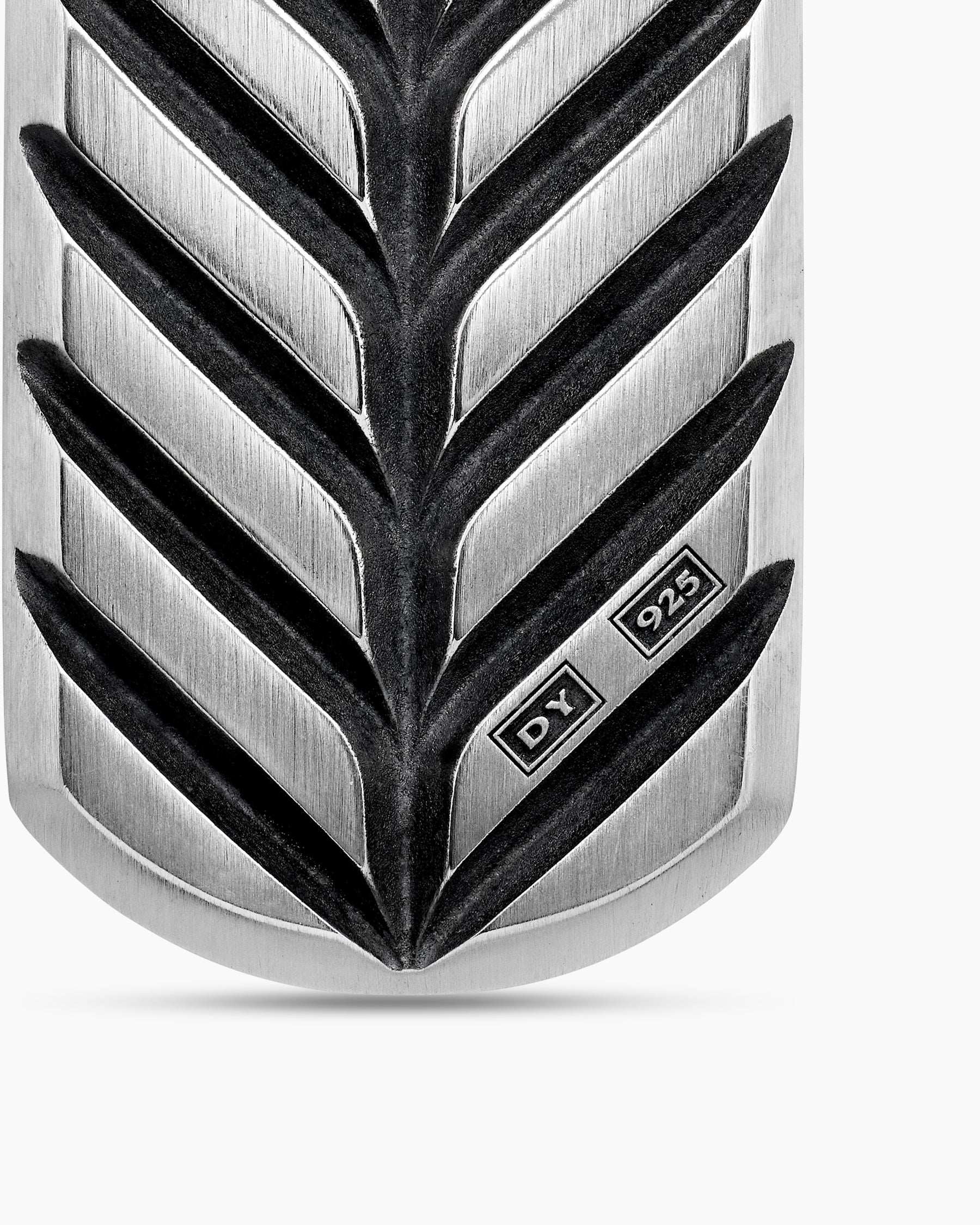 Chevron Tag in Sterling Silver with Black Diamonds, 35mm - Image 6