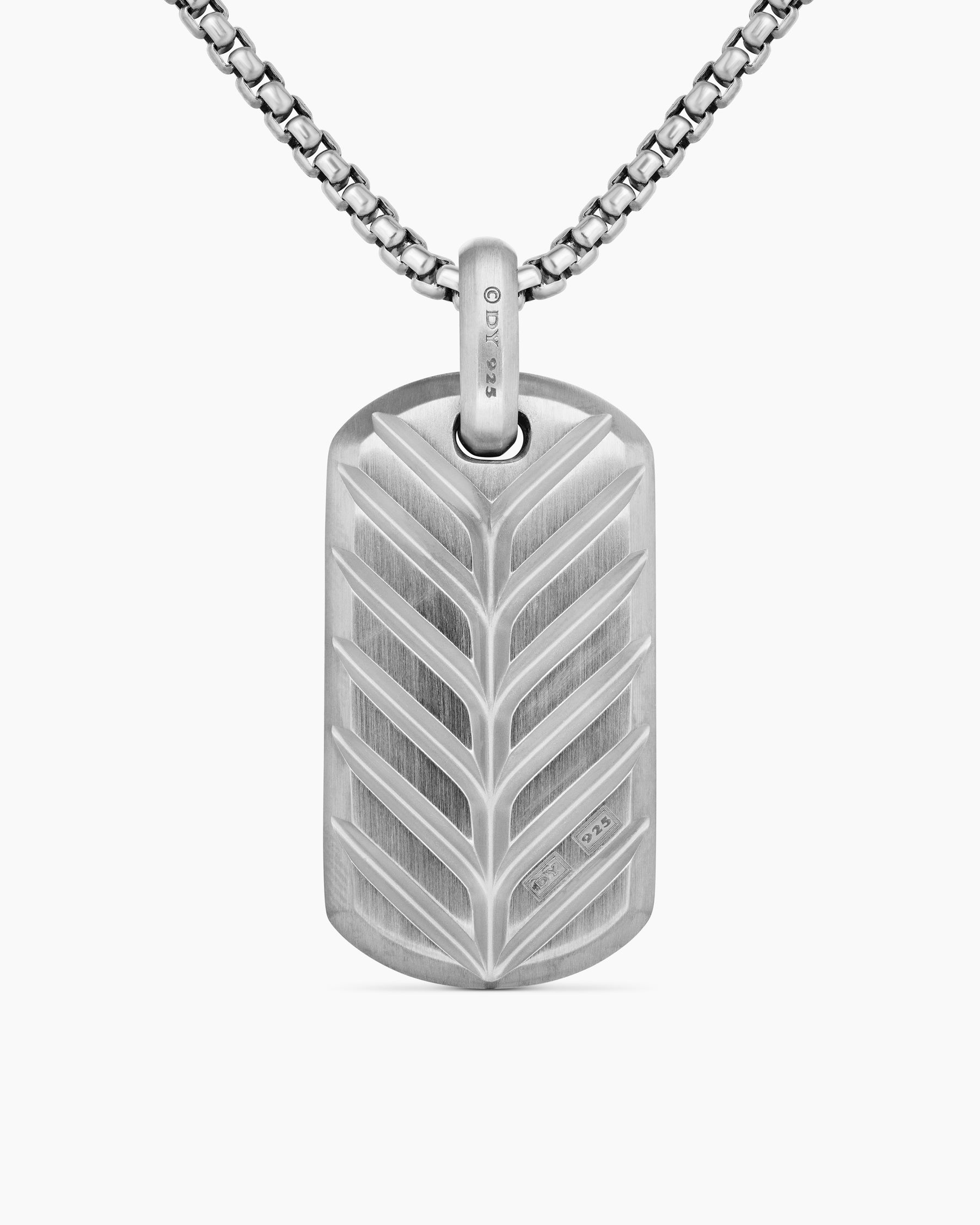 Chevron Tag in Sterling Silver with Diamonds, 35mm - Image 4