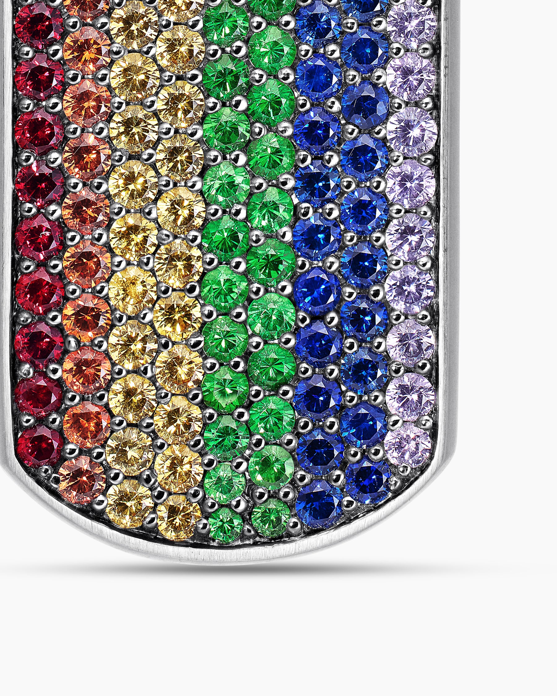 Chevron Tag in Sterling Silver with Rainbow Pavé, 35mm - Image 5
