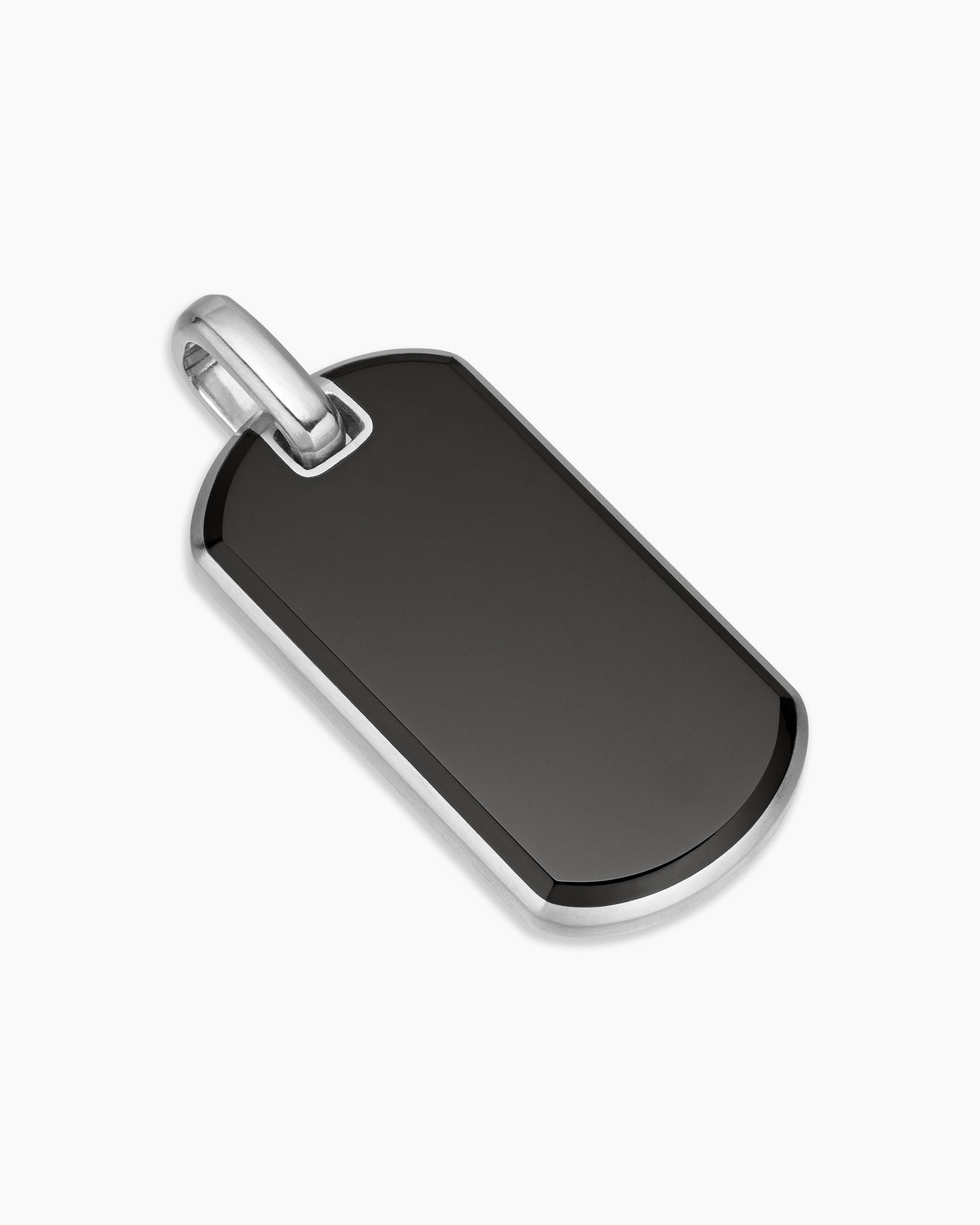 Chevron Tag in Sterling Silver with Black Onyx, 35mm - Image 3