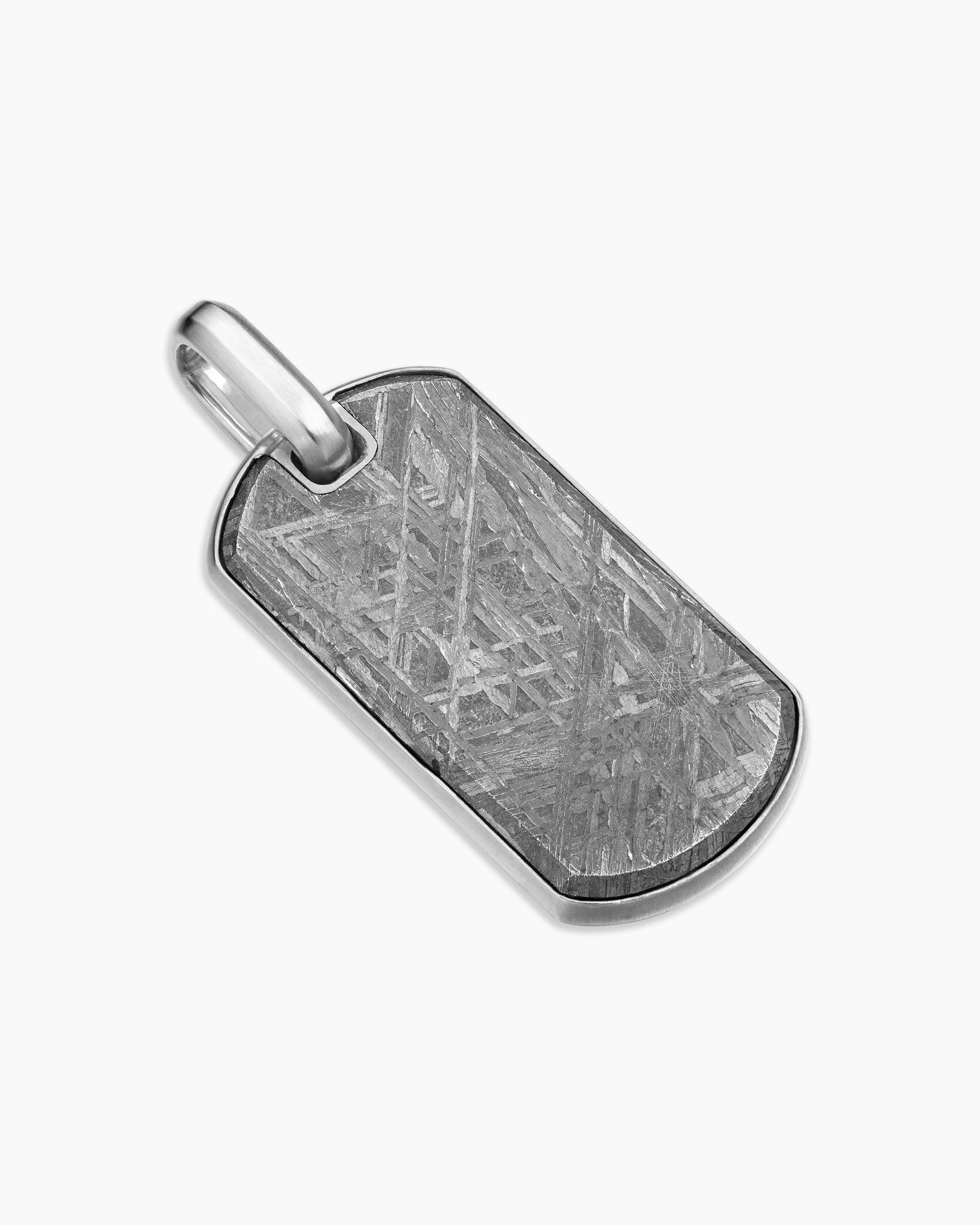 Chevron Tag in Sterling Silver with Meteorite, 35mm - Image 3
