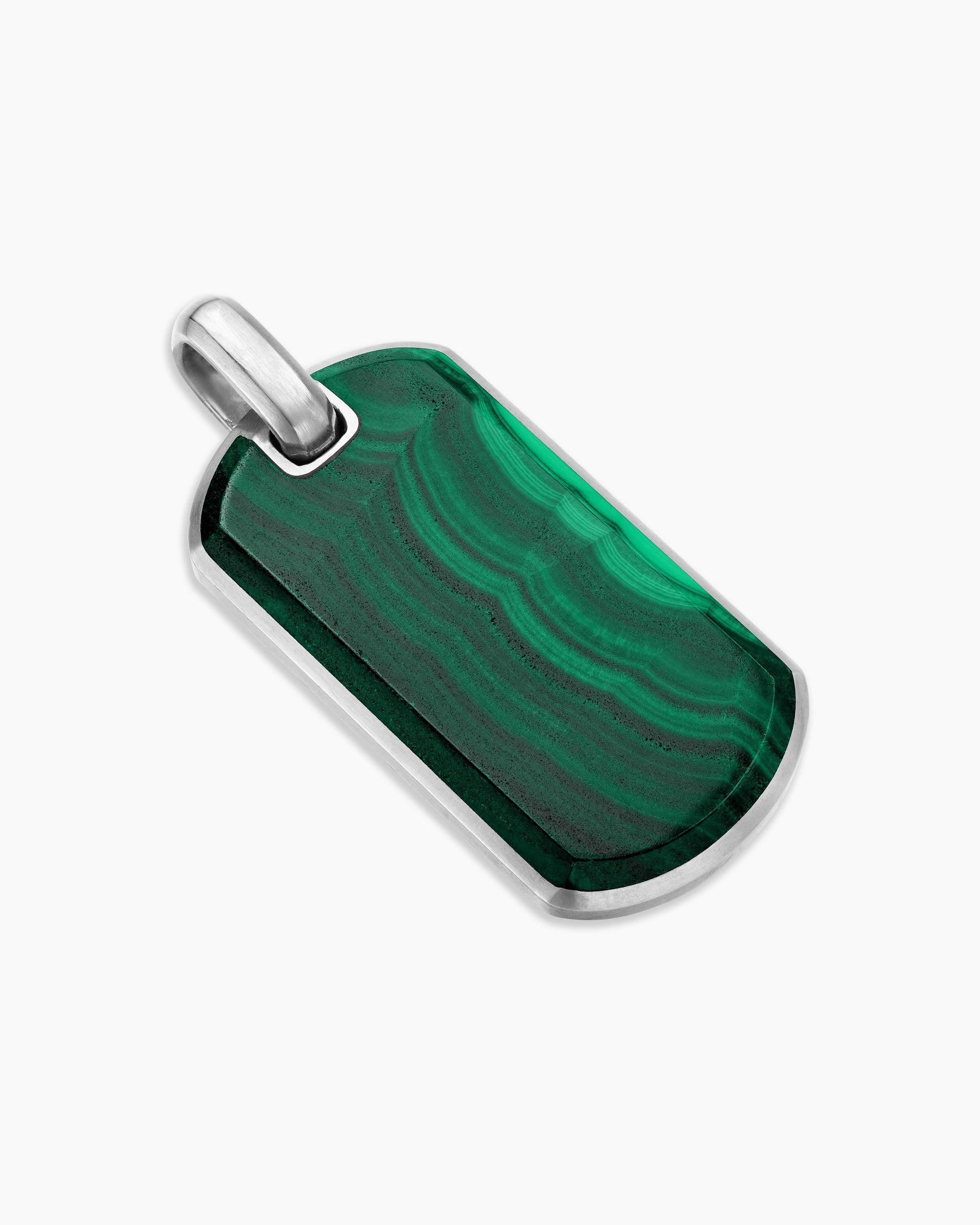 Chevron Tag in Sterling Silver with Malachite, 35mm - Image 3
