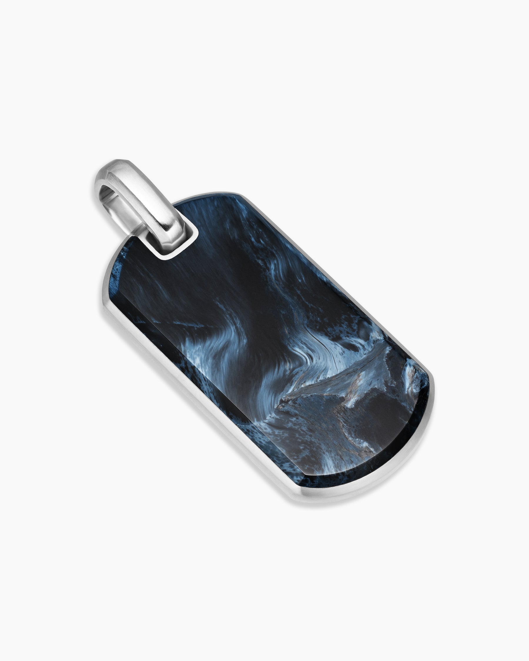 Chevron Tag in Sterling Silver with Pietersite, 35mm - Image 3