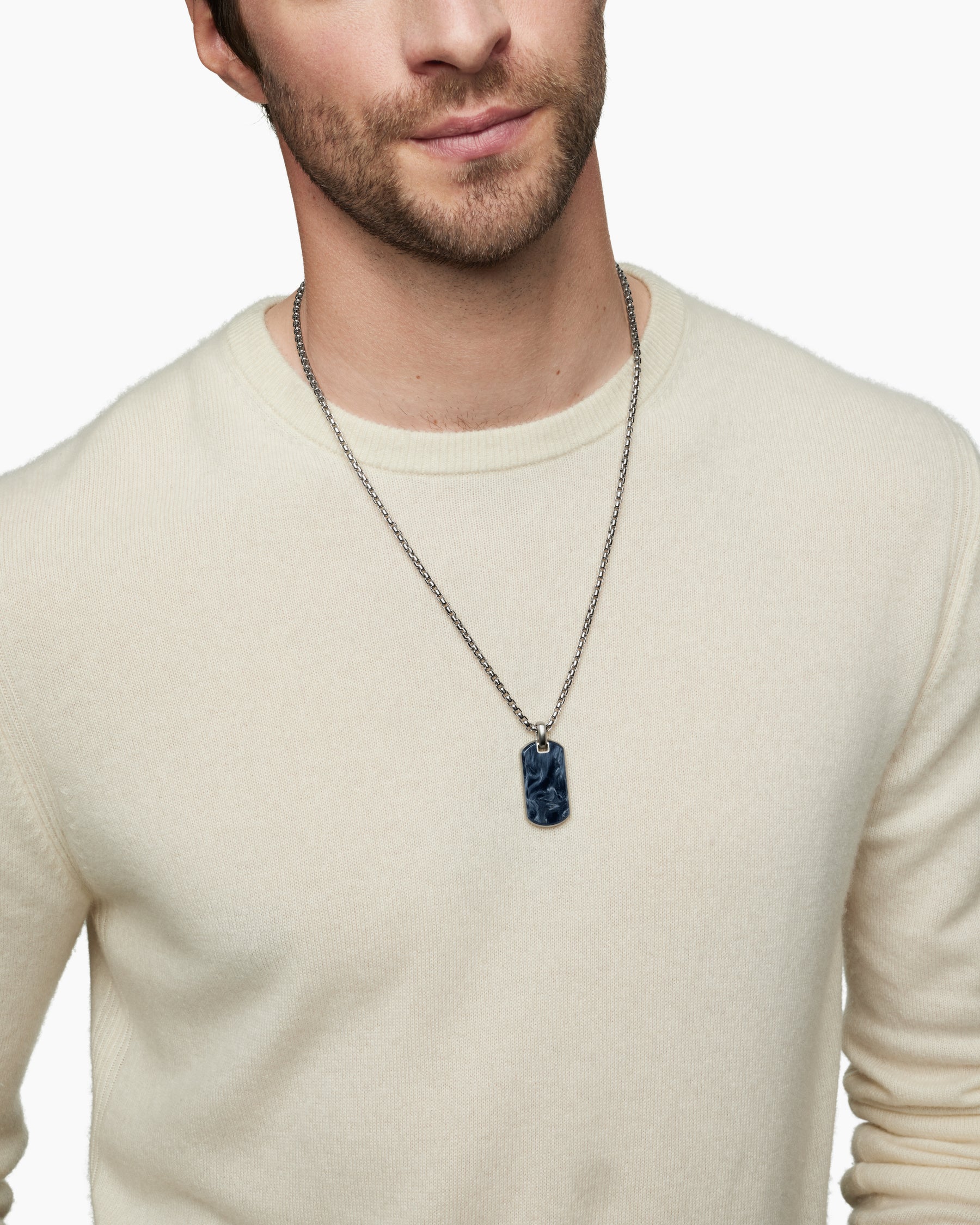 Chevron Tag in Sterling Silver with Pietersite, 35mm - Image 7