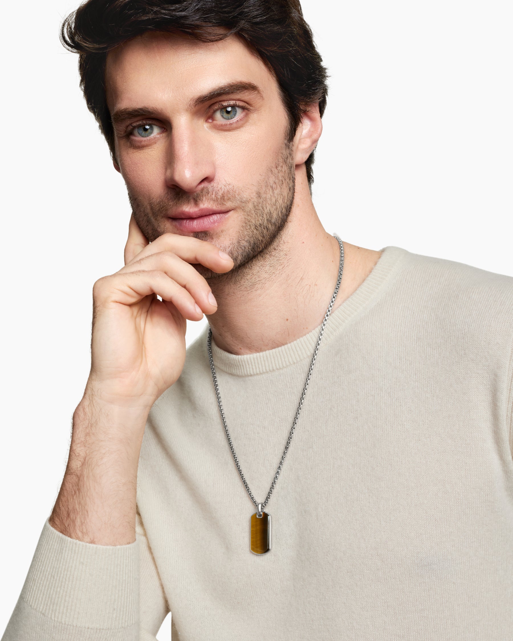 Chevron Tag in Sterling Silver with Tigers Eye, 35mm - Image 7