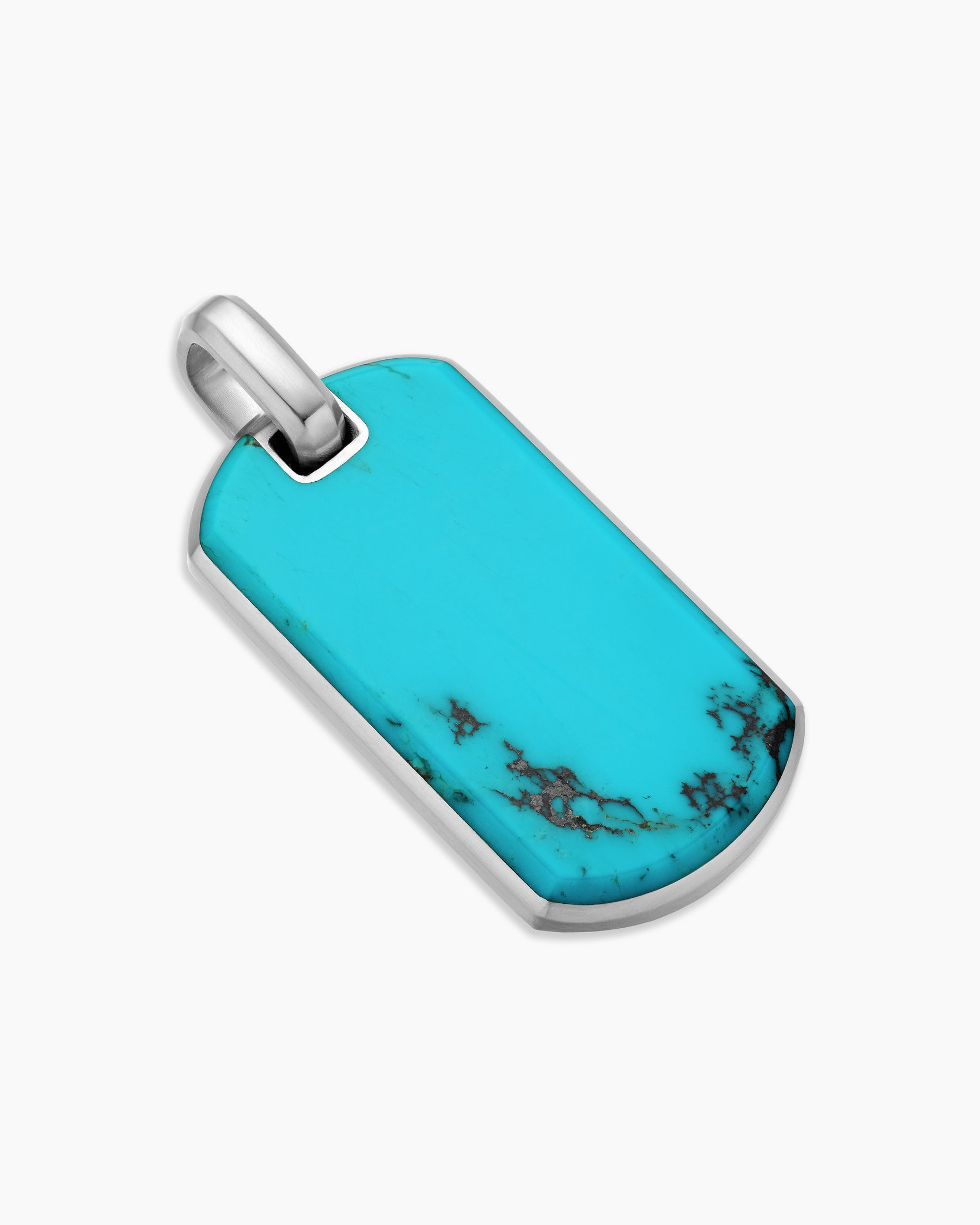 Chevron Tag in Sterling Silver with Turquoise, 35mm - Image 3