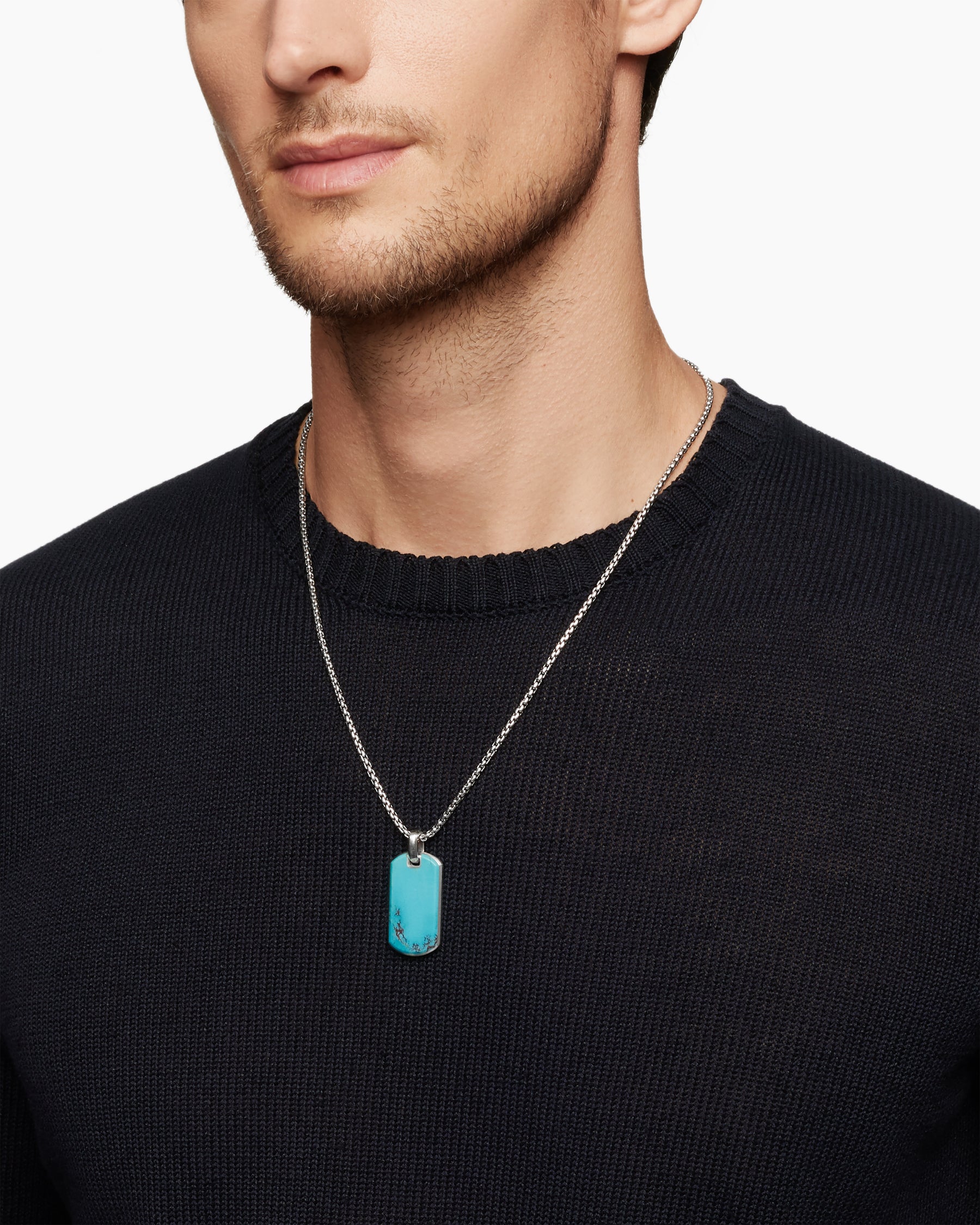 Alternative view of Chevron Tag in Sterling Silver with Turquoise, 35mm