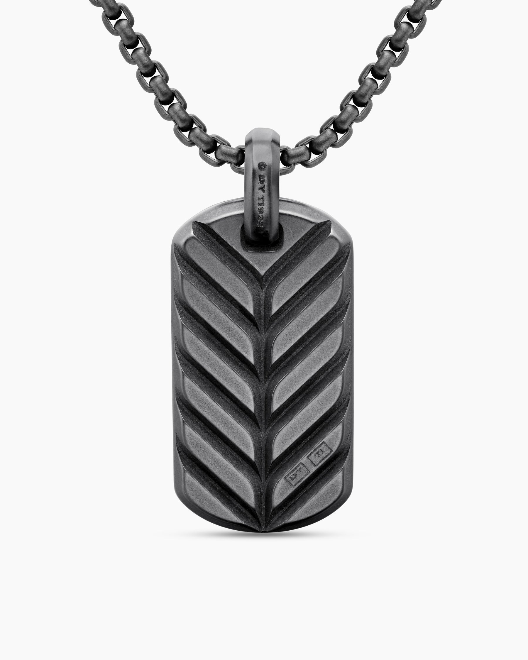 Chevron Tag in Black Titanium with Black Diamonds, 35mm - Image 4