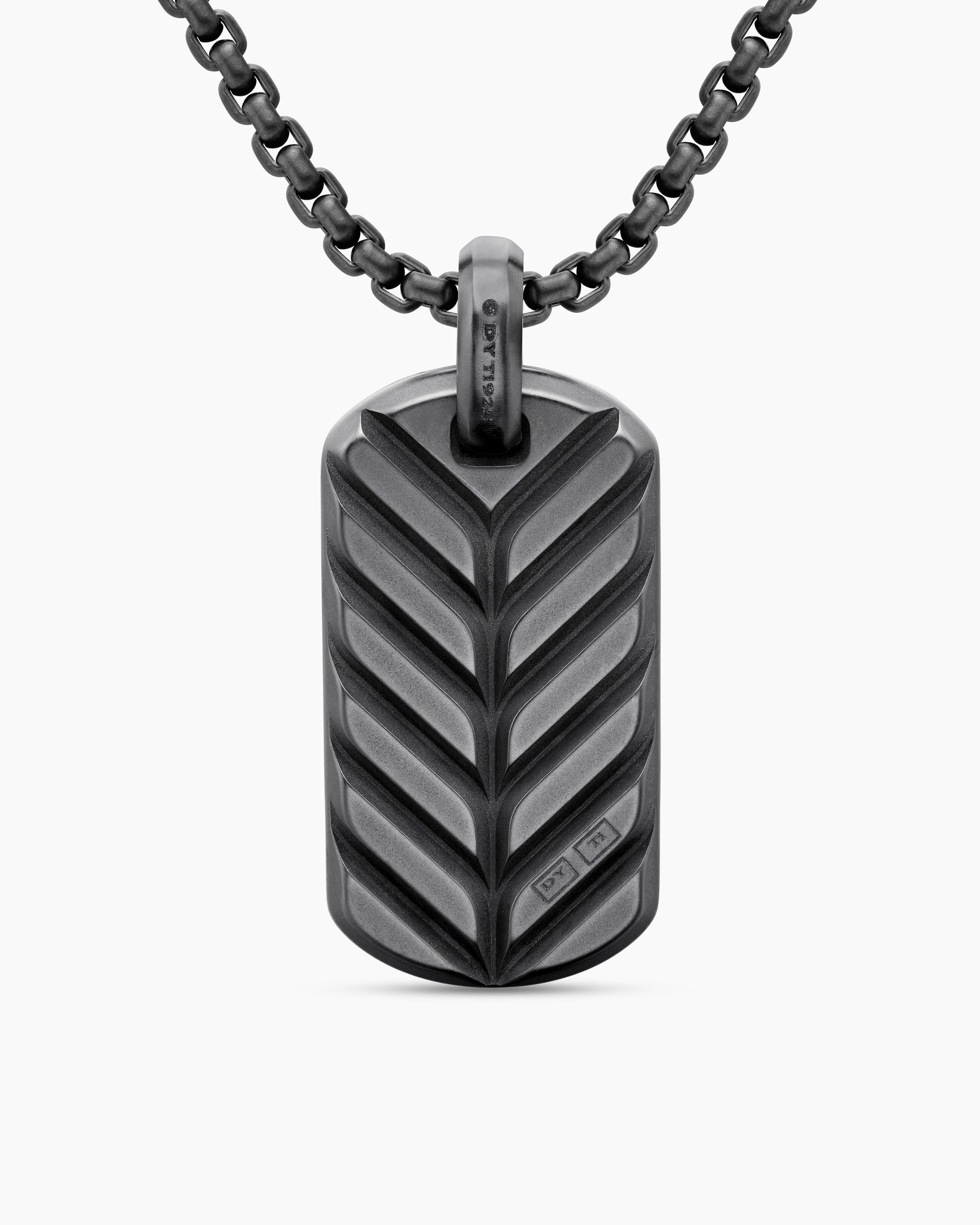 Chevron Tag in Black Titanium with Diamonds, 35mm - Image 4