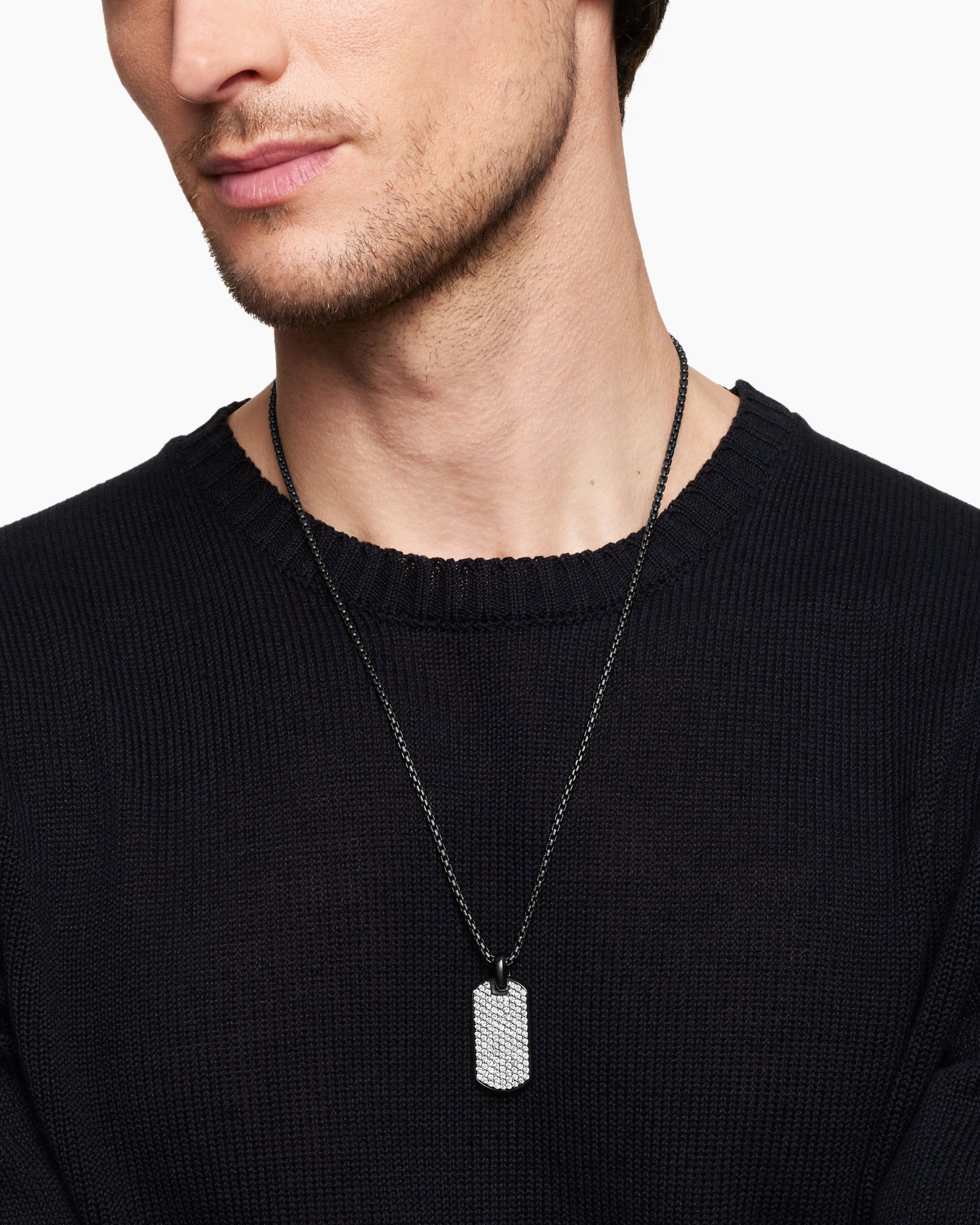 Chevron Tag in Black Titanium with Diamonds, 35mm - Image 7