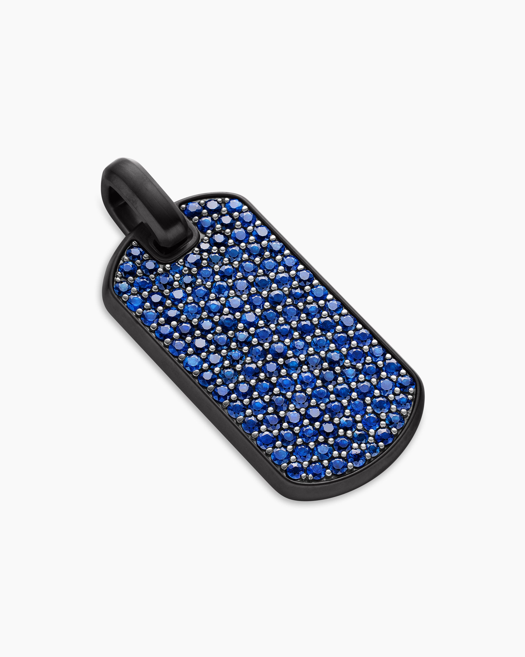 Chevron Tag in Black Titanium with Sapphires, 35mm - Image 3