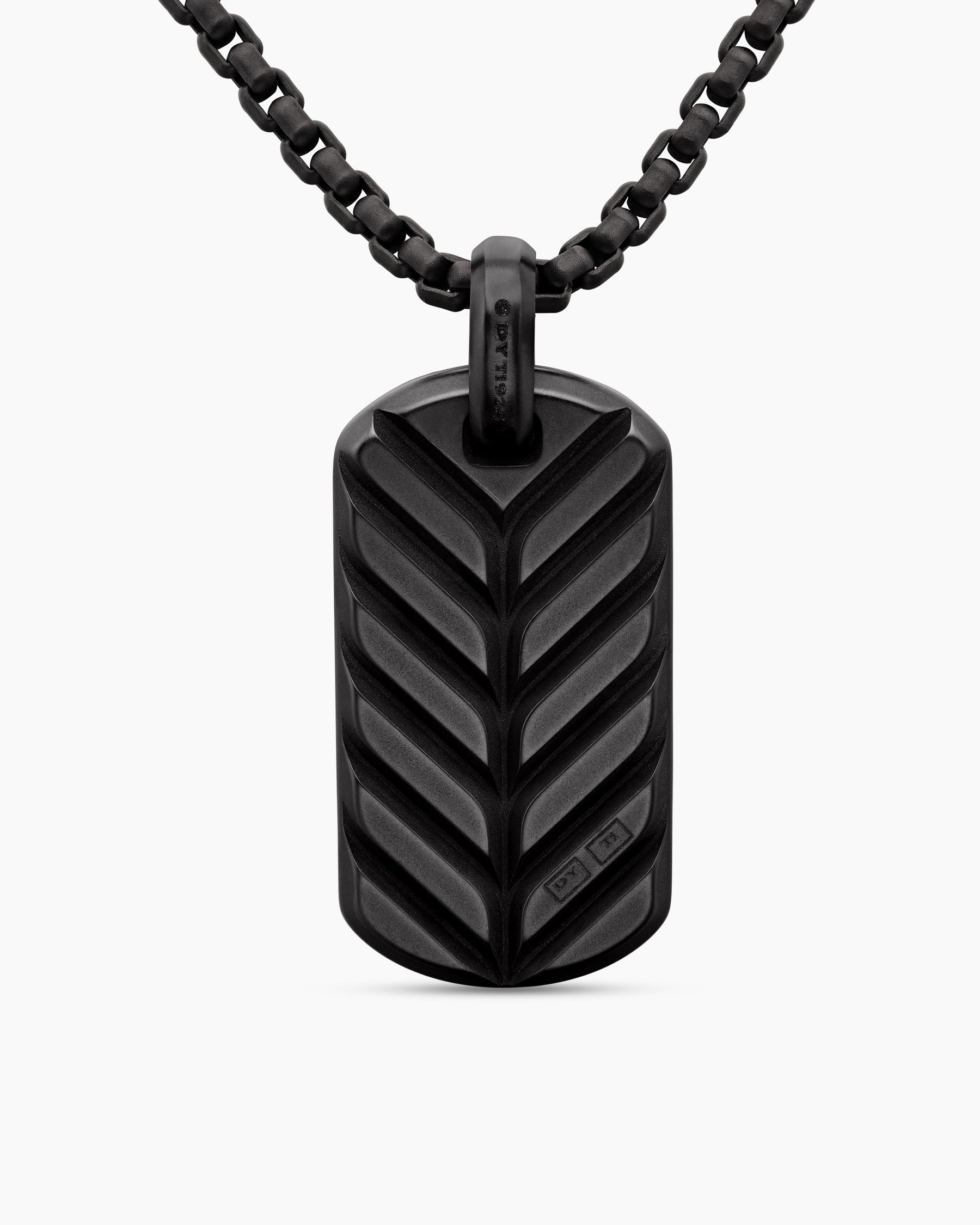 Chevron Tag in Black Titanium with Sapphires, 35mm - Image 4