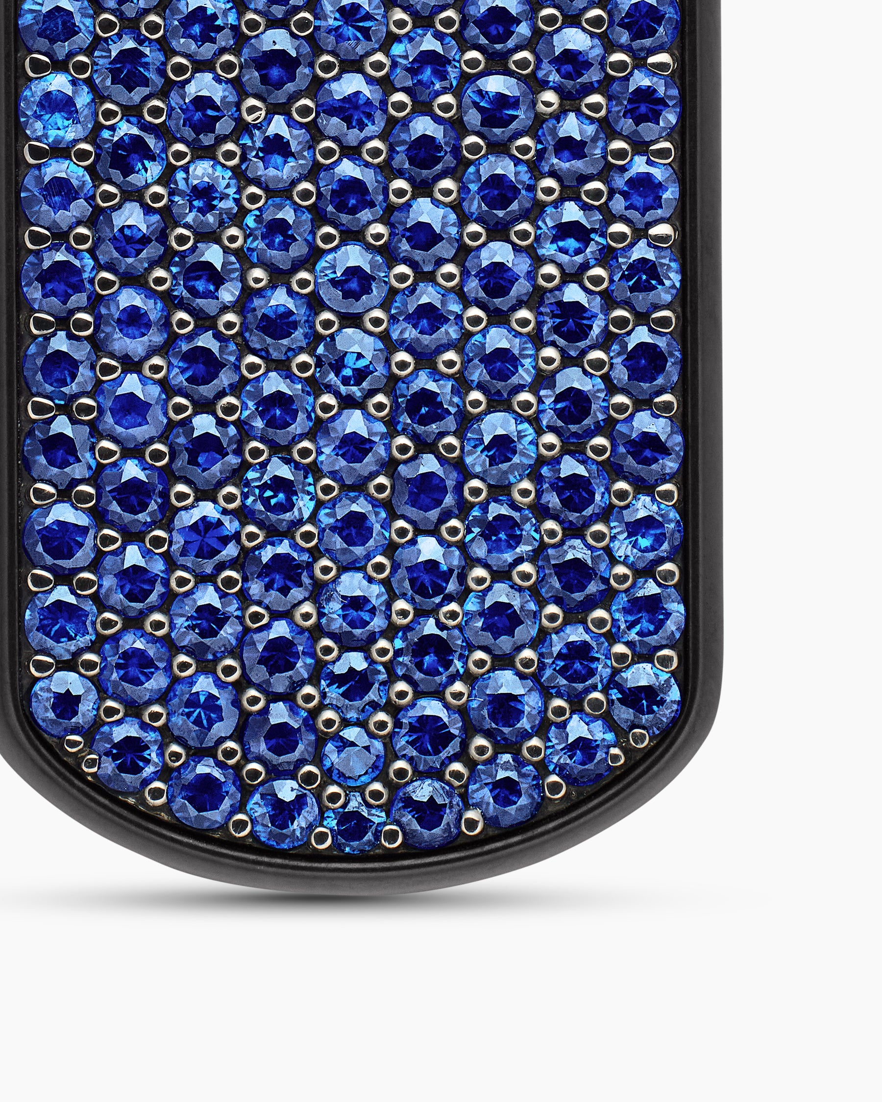 Chevron Tag in Black Titanium with Sapphires, 35mm - Image 5
