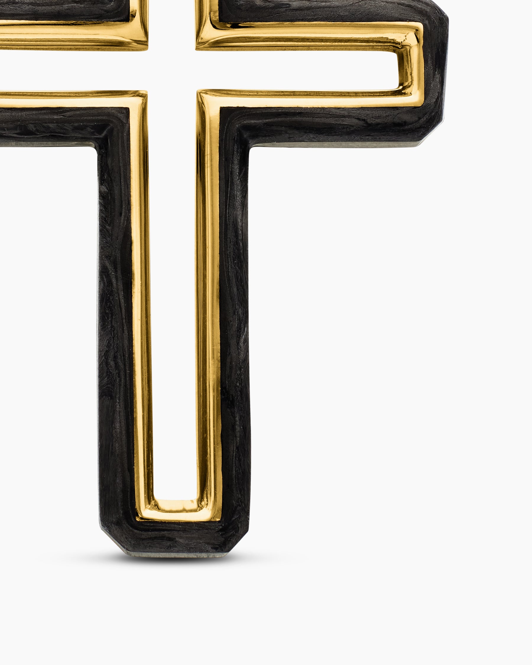 Forged Carbon Cross Pendant in 18K Yellow Gold, 24mm - Image 5